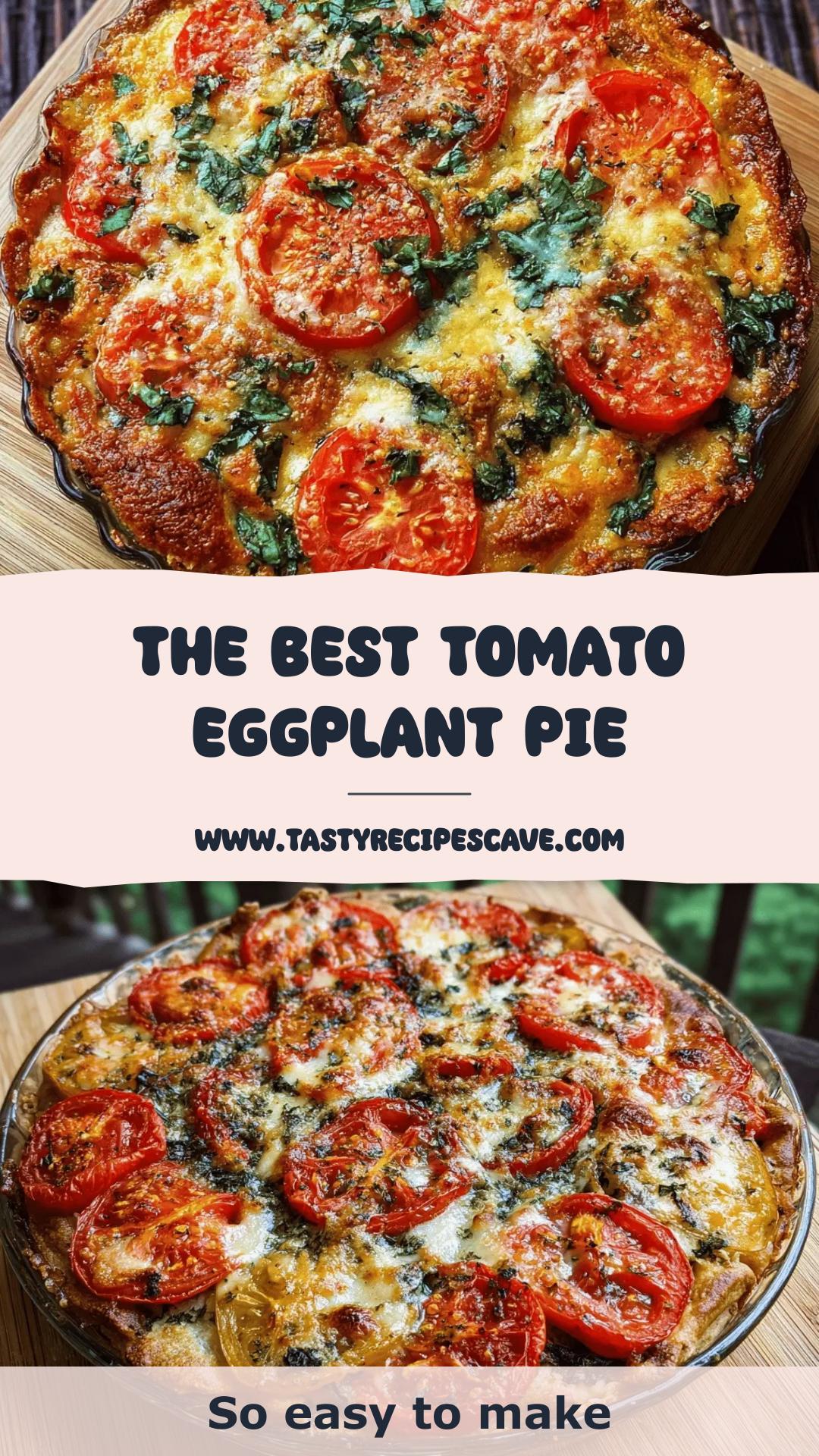 Summer Tomato and Eggplant Pie with Mozzarella — pin 1