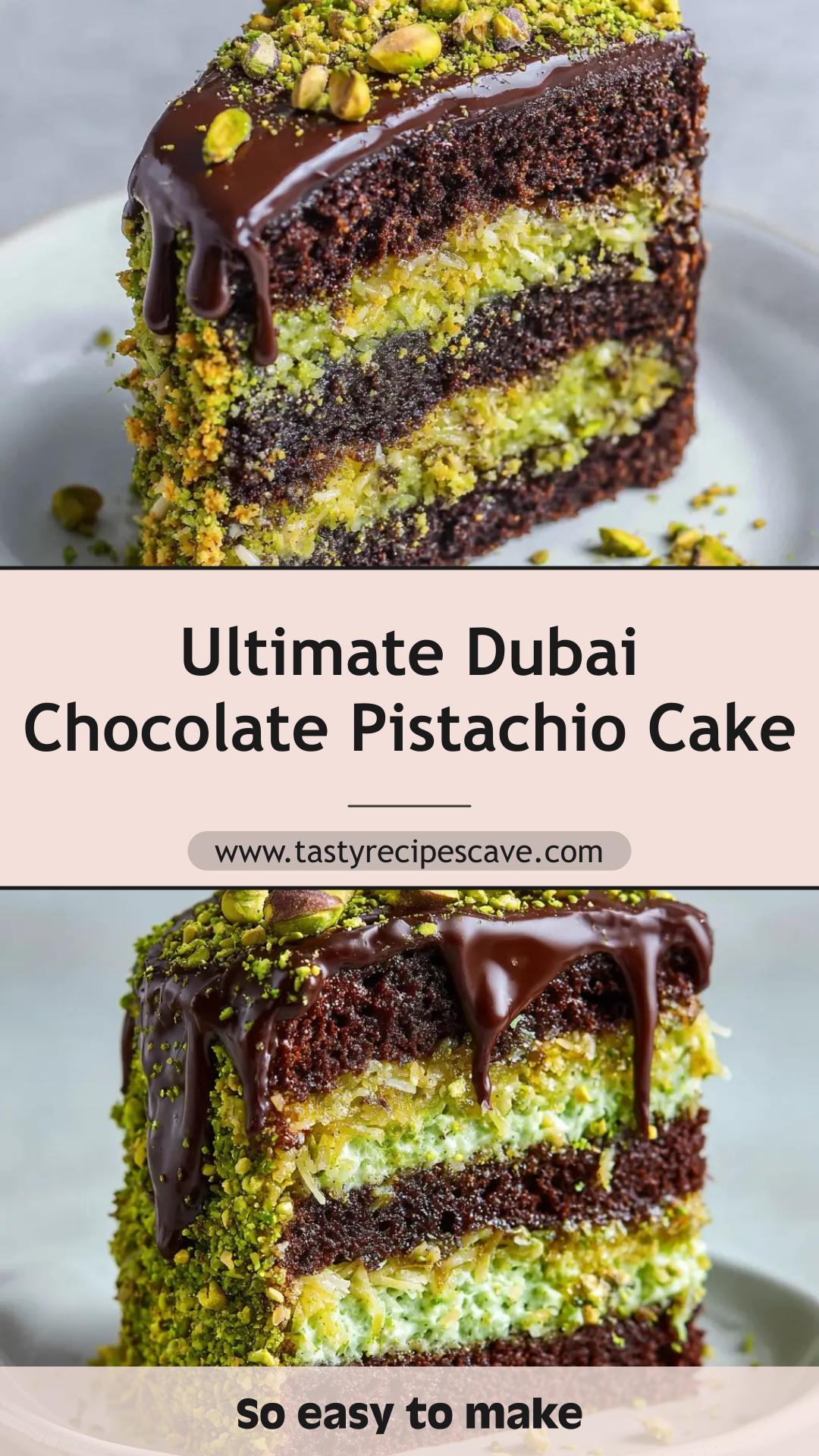 Dubai Chocolate Pistachio Cake with Toasted Kunafa Crunch — pin 2