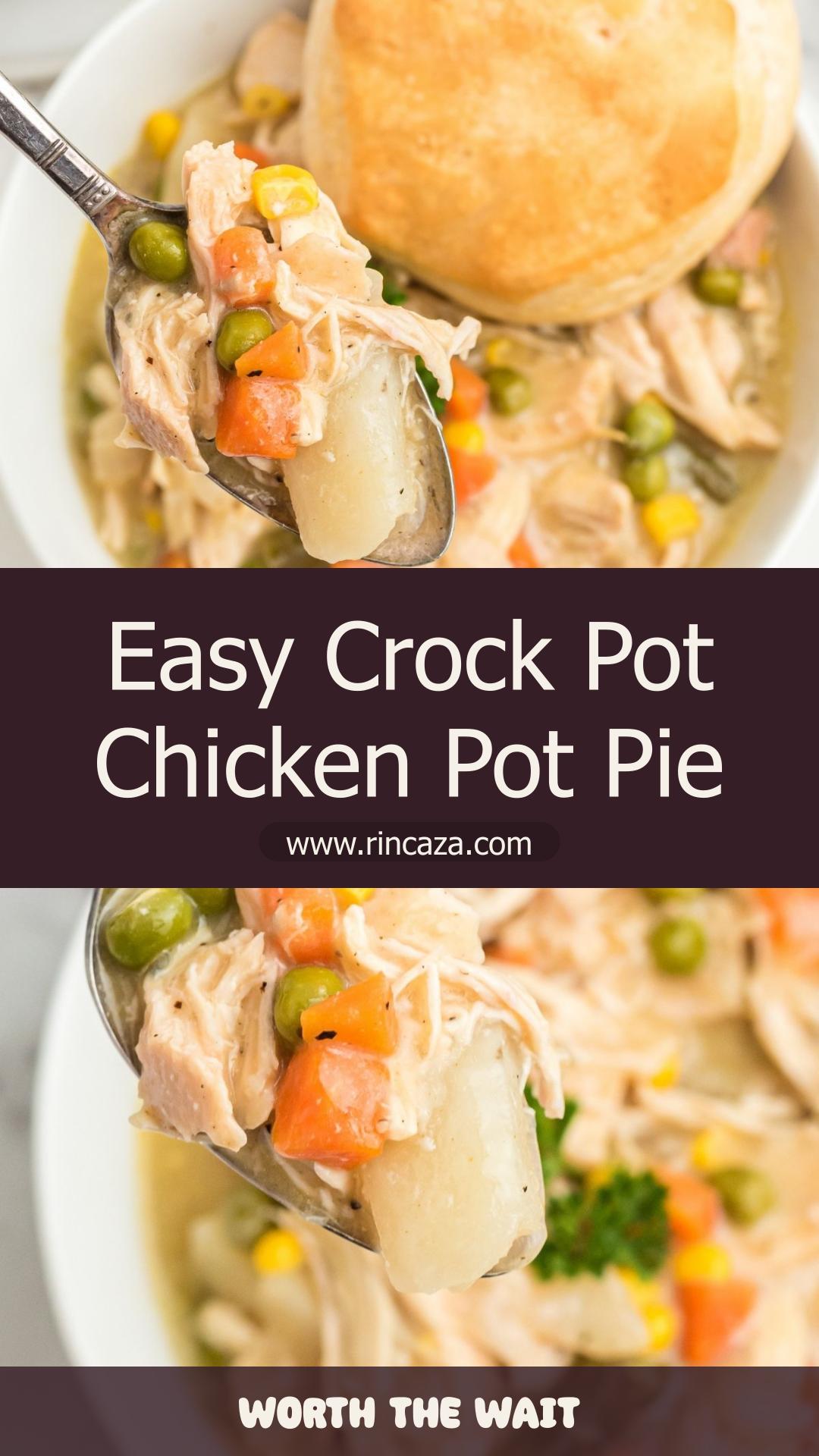 Crock Pot Chicken Pot Pie With Creamy Vegetables and Buttery Biscuits — pin 2