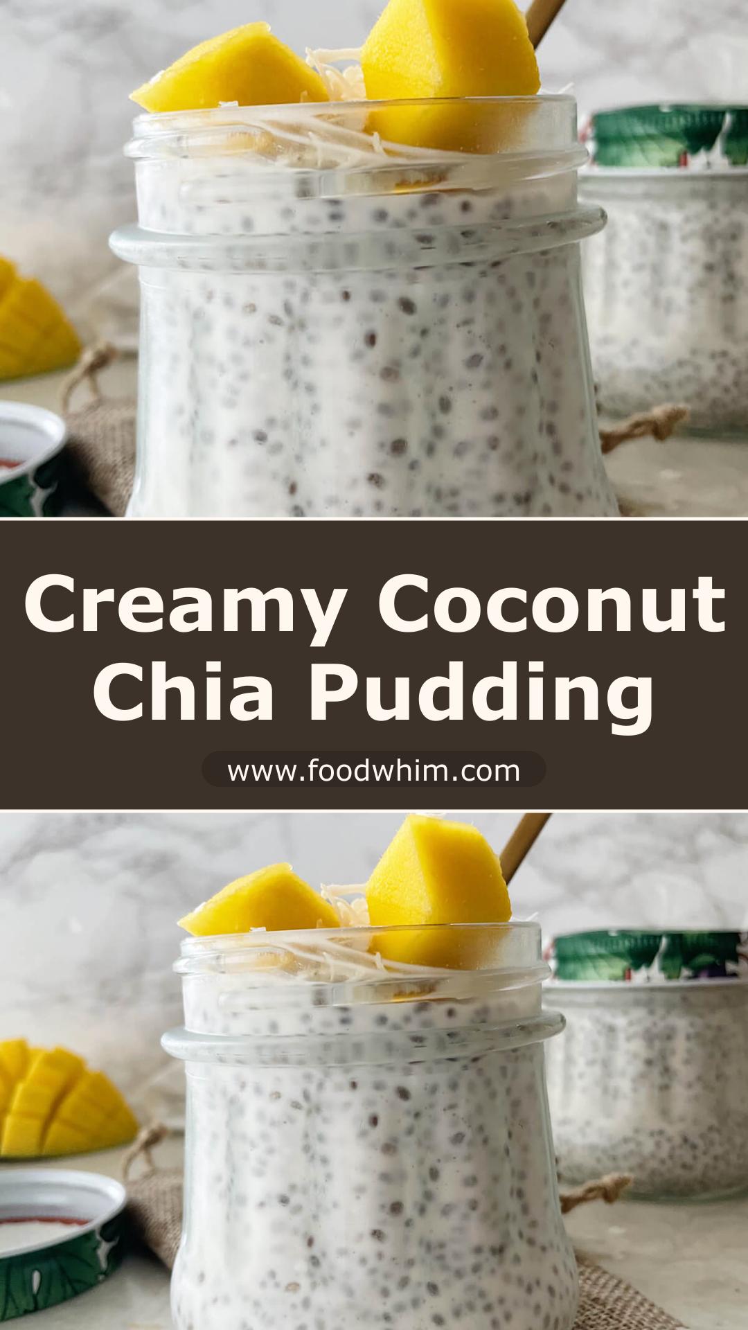 Coconut Chia Seed Pudding with Creamy Coconut Milk and Coconut Flakes — pin 1