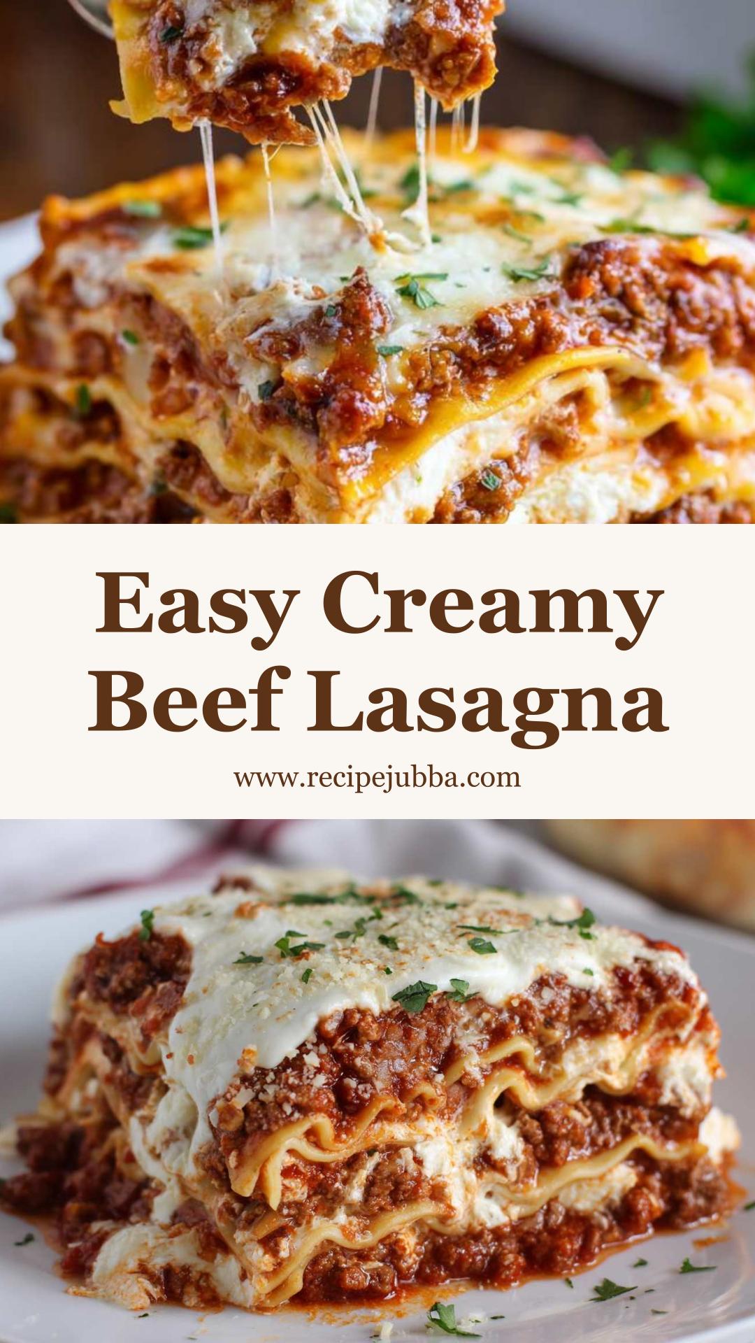 Easy Beef Lasagna with Creamy Ricotta and Golden Mozzarella — pin 2