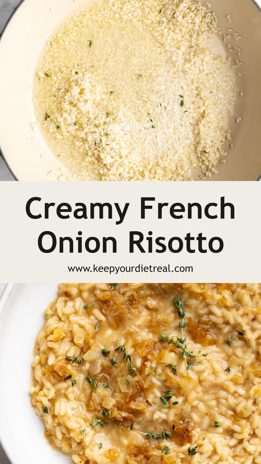 French Onion Risotto with Sweet Caramelized Onions and Beef Broth — pin 2