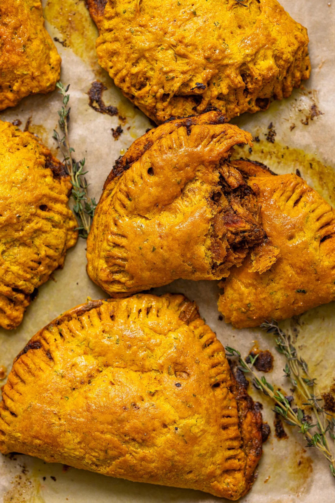 Flaky Jamaican Curry Chicken Patties with Buttery Curry Herb Crust