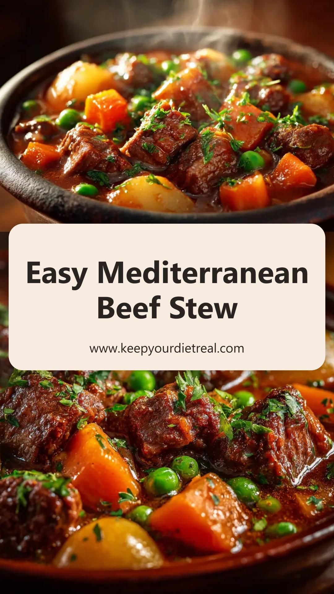 Slow Cooker Mediterranean Beef Stew With Tomatoes and Olives — pin 1