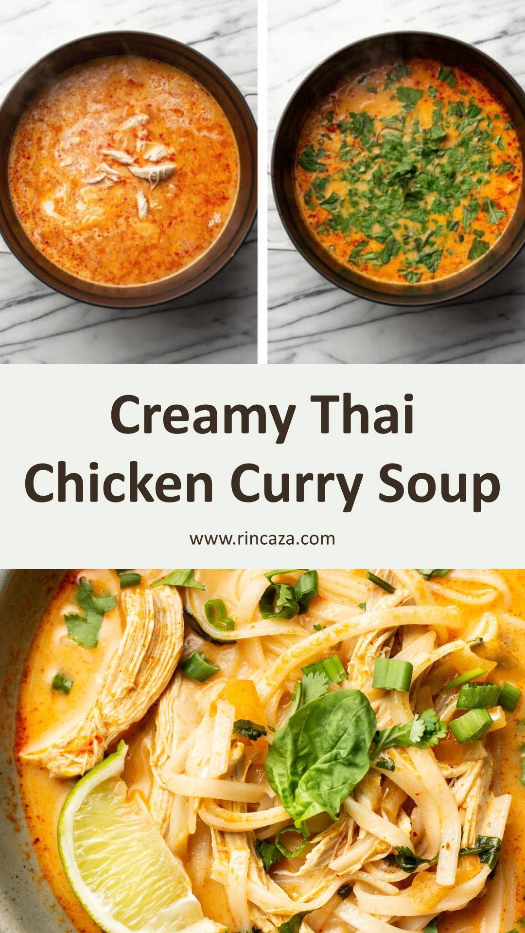 Thai Chicken Curry Soup with Coconut Milk and Rice Noodles — pin 2