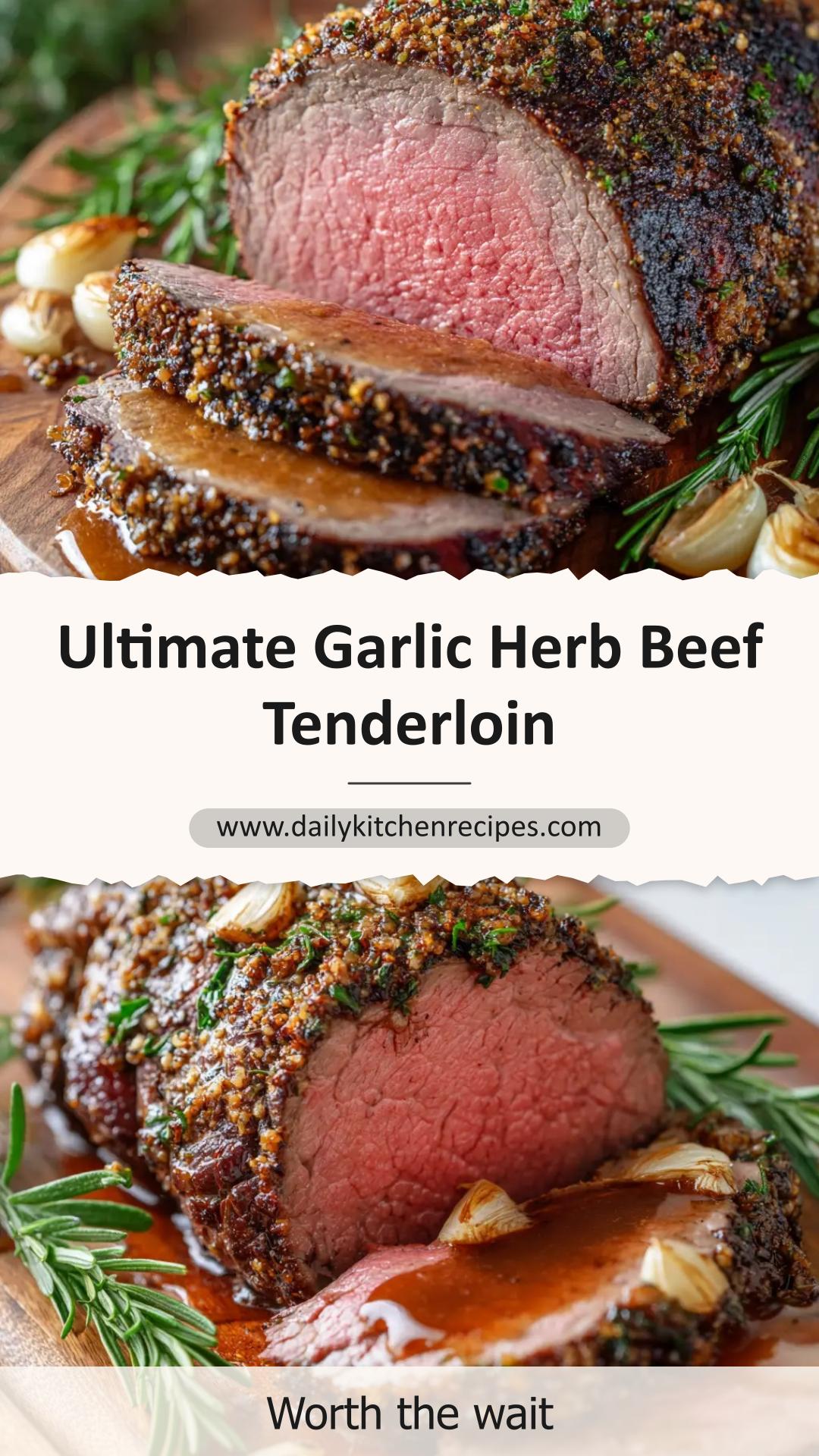 Garlic Herb Roast Beef Tenderloin with Brown Au Jus — pin 1