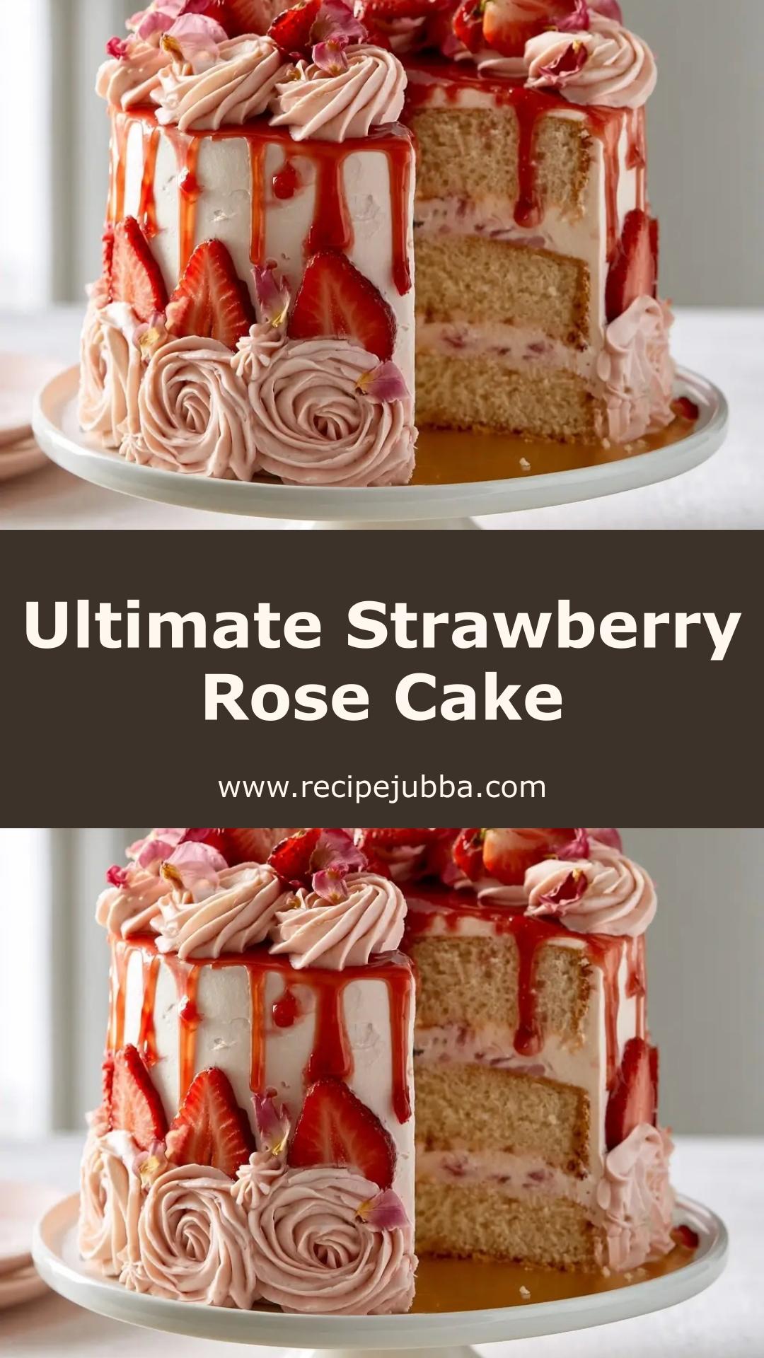Strawberry Rose Cake: Tender Layers with Sweet Berries and Floral Notes — pin 1