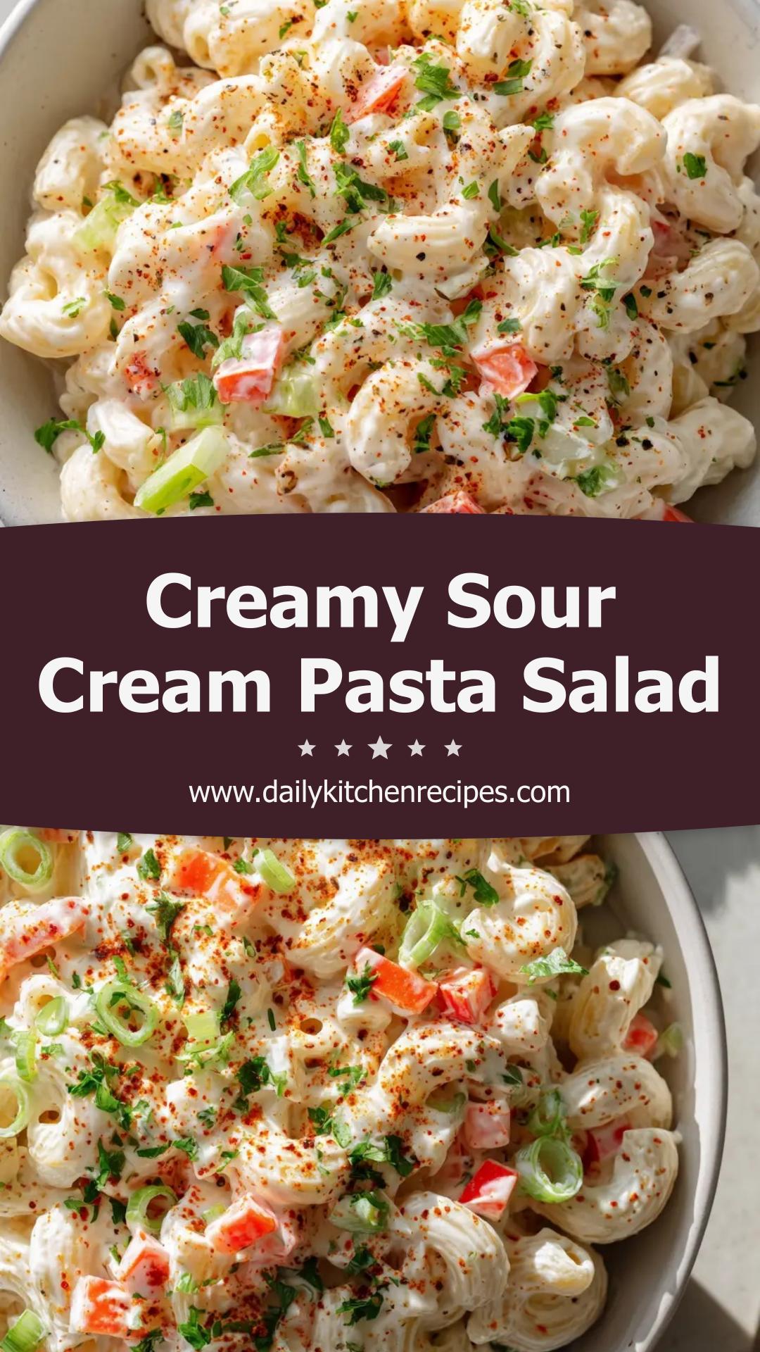 Sour Cream Pasta Salad with Smoked Paprika and Fresh Herbs — pin 1