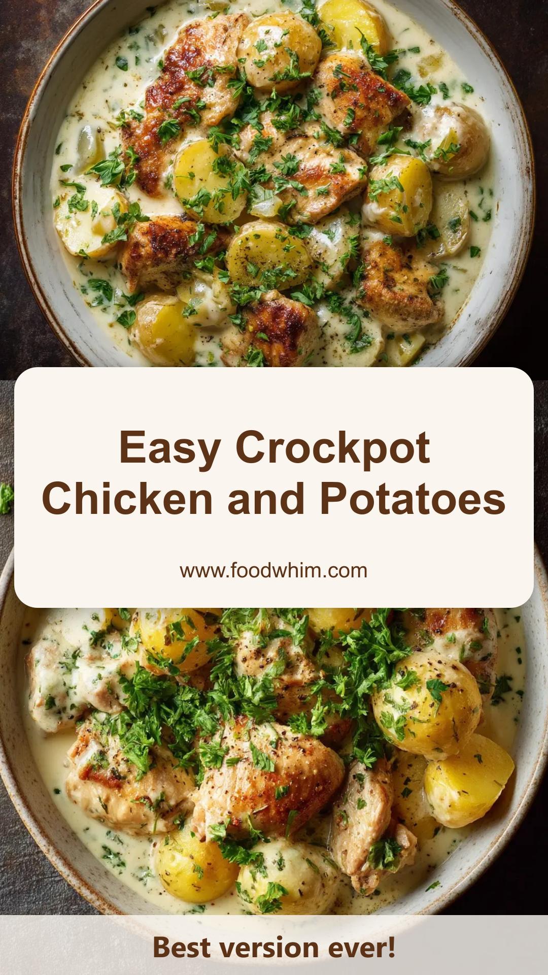 Crockpot Chicken and Potatoes with Garlic Herb Sauce — pin 1