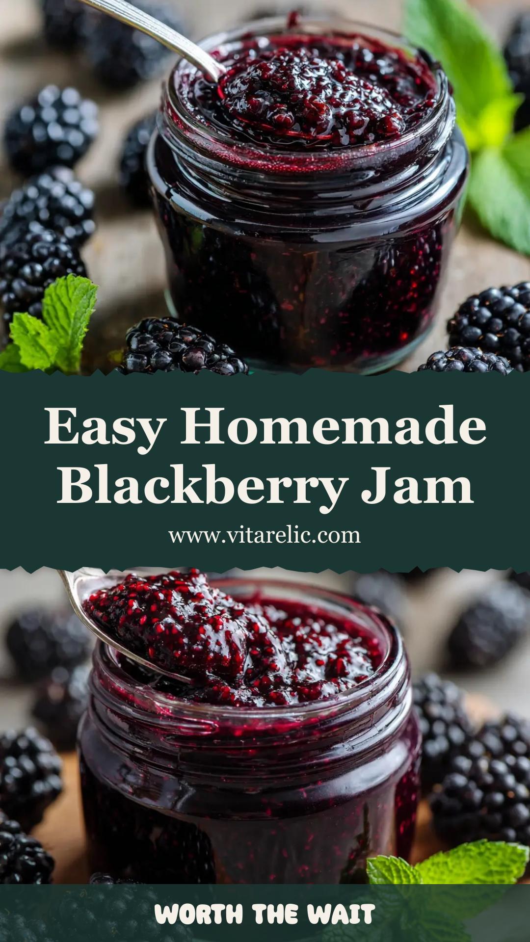 Homemade Blackberry Jam with Lemon and Crushed Berries — pin 1