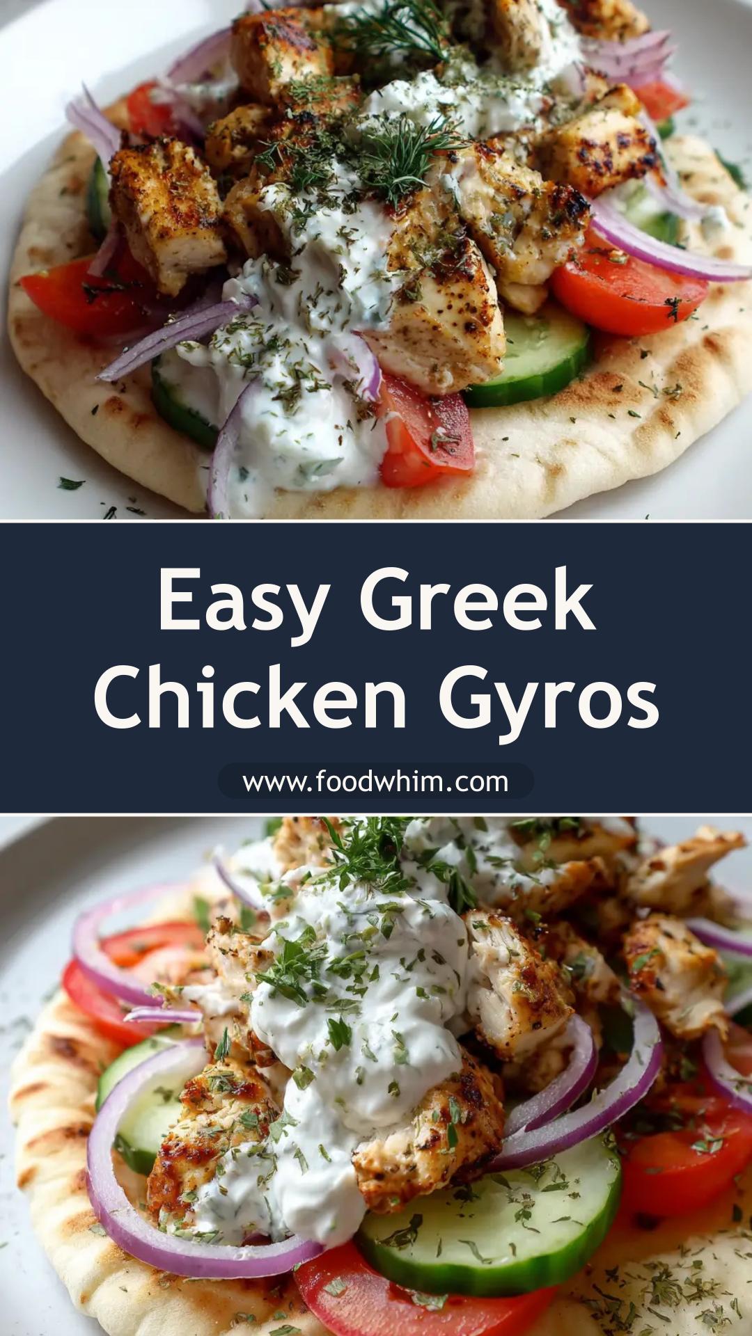 Greek Chicken Gyros with Homemade Tzatziki and Toasted Pita — pin 1