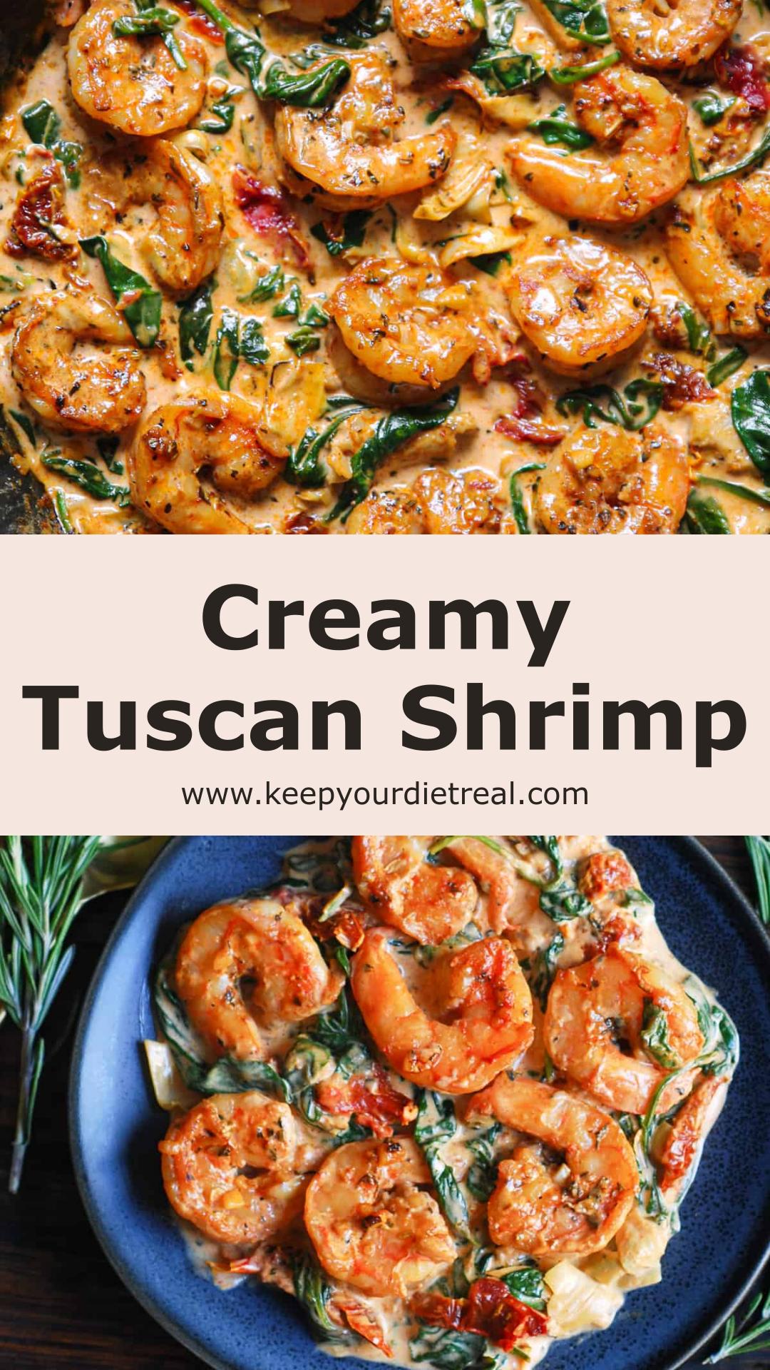 Creamy Tuscan Shrimp with Spinach, Artichokes, and Sun-Dried Tomatoes — pin 3
