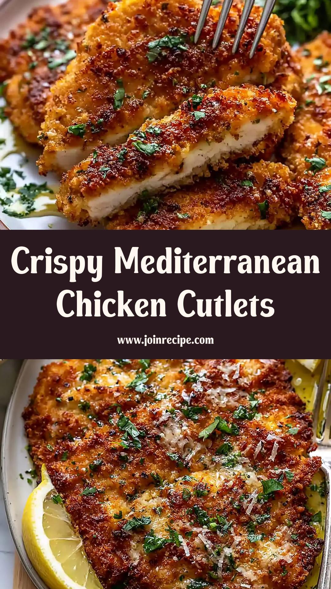 Crispy Mediterranean Chicken Cutlets with Herbed Breadcrumbs and Lemon — pin 1