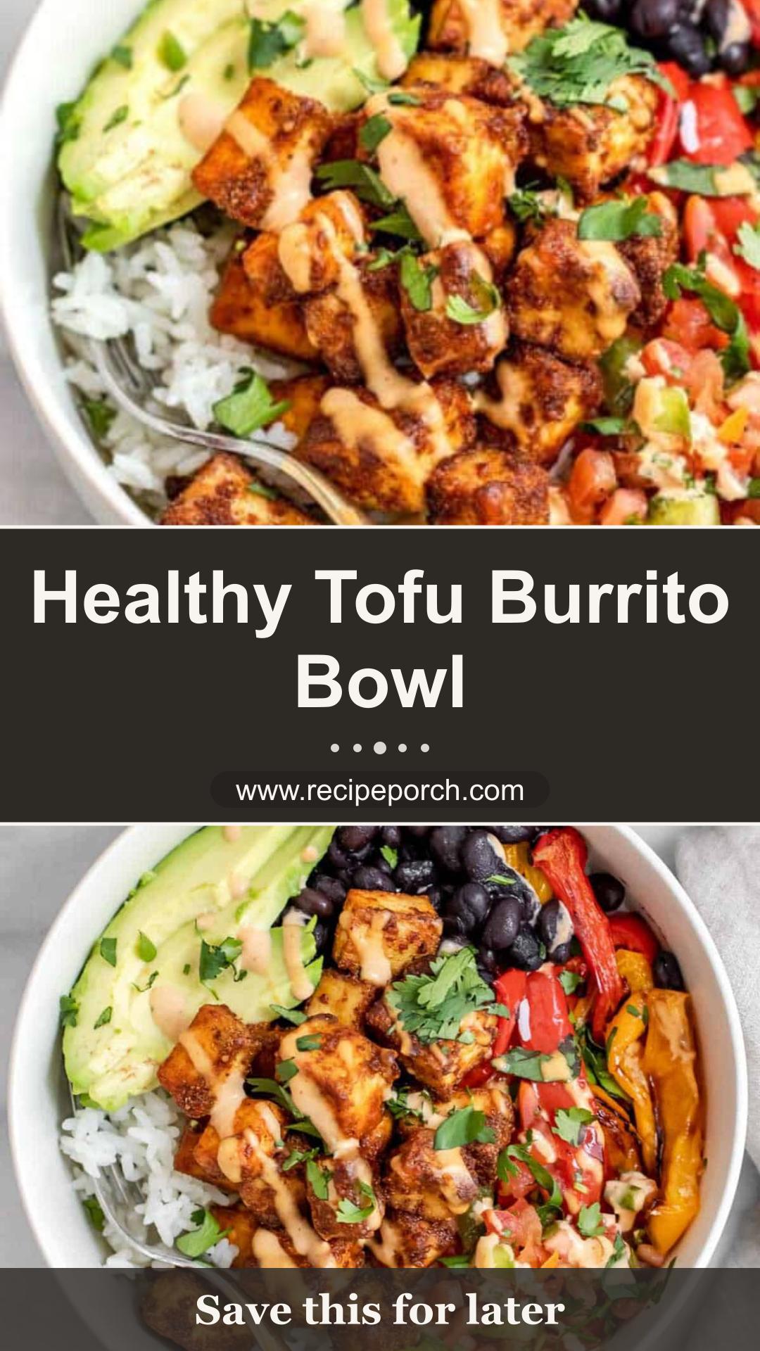 Baked Tofu Burrito Bowl with Roasted Peppers — pin 3