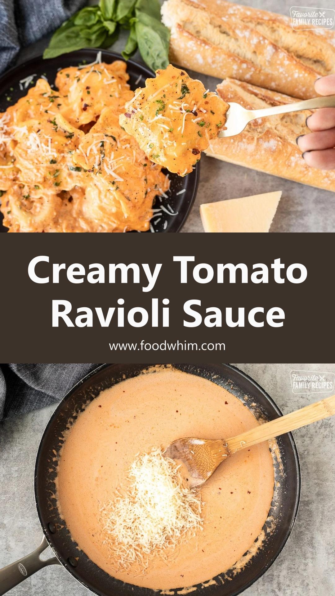 Creamy Tomato Ravioli Sauce with Parmesan and Fresh Basil — pin 1