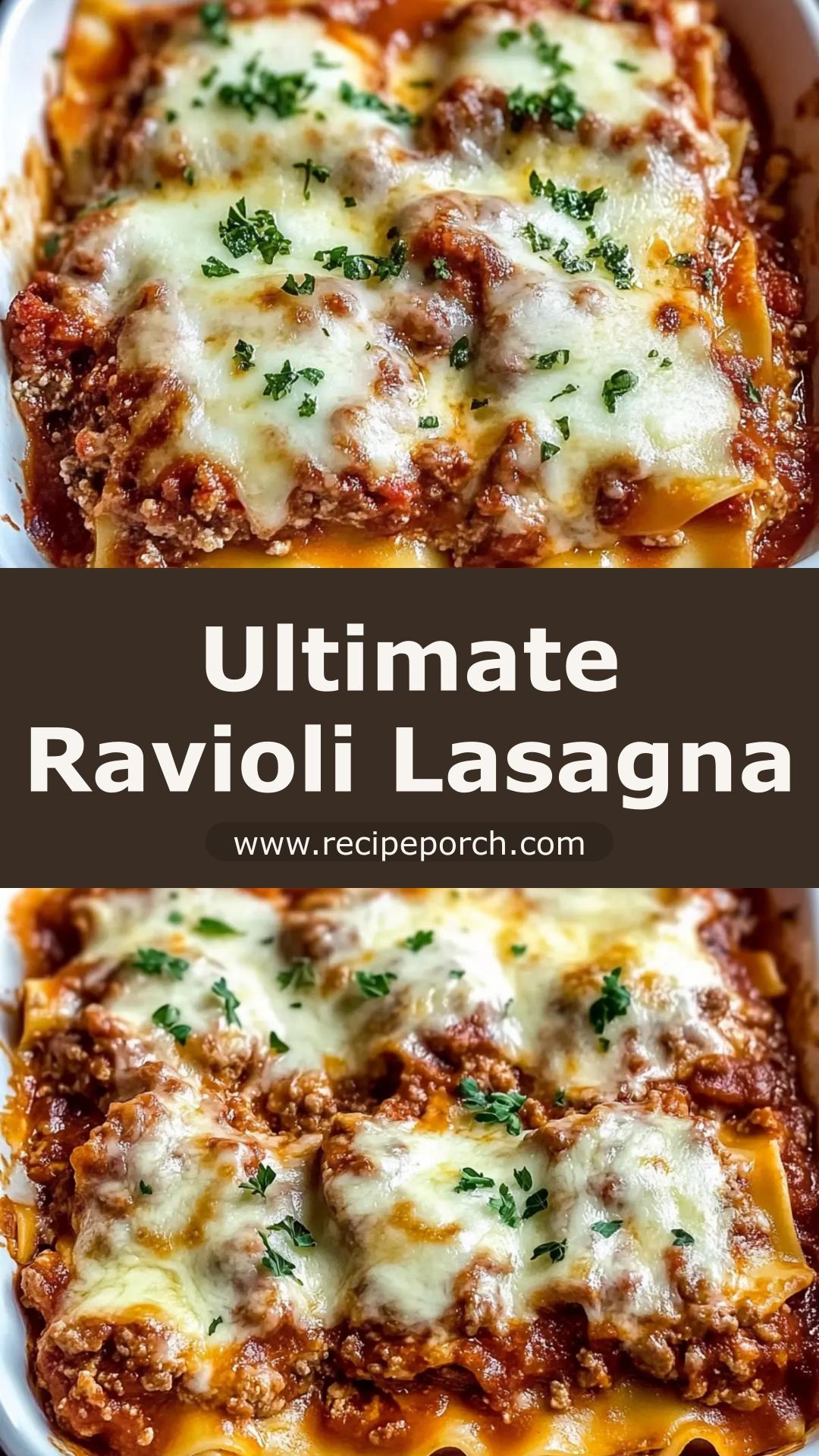 Million Dollar Ravioli Lasagna with Creamy Ricotta and Golden Mozzarella — pin 1