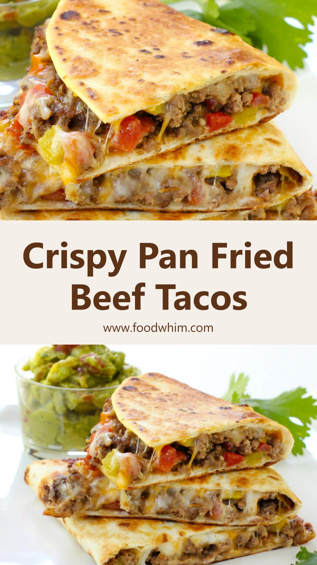 Pan Fried Beef Tacos with Crispy Flour Tortillas and Green Chiles — pin 1