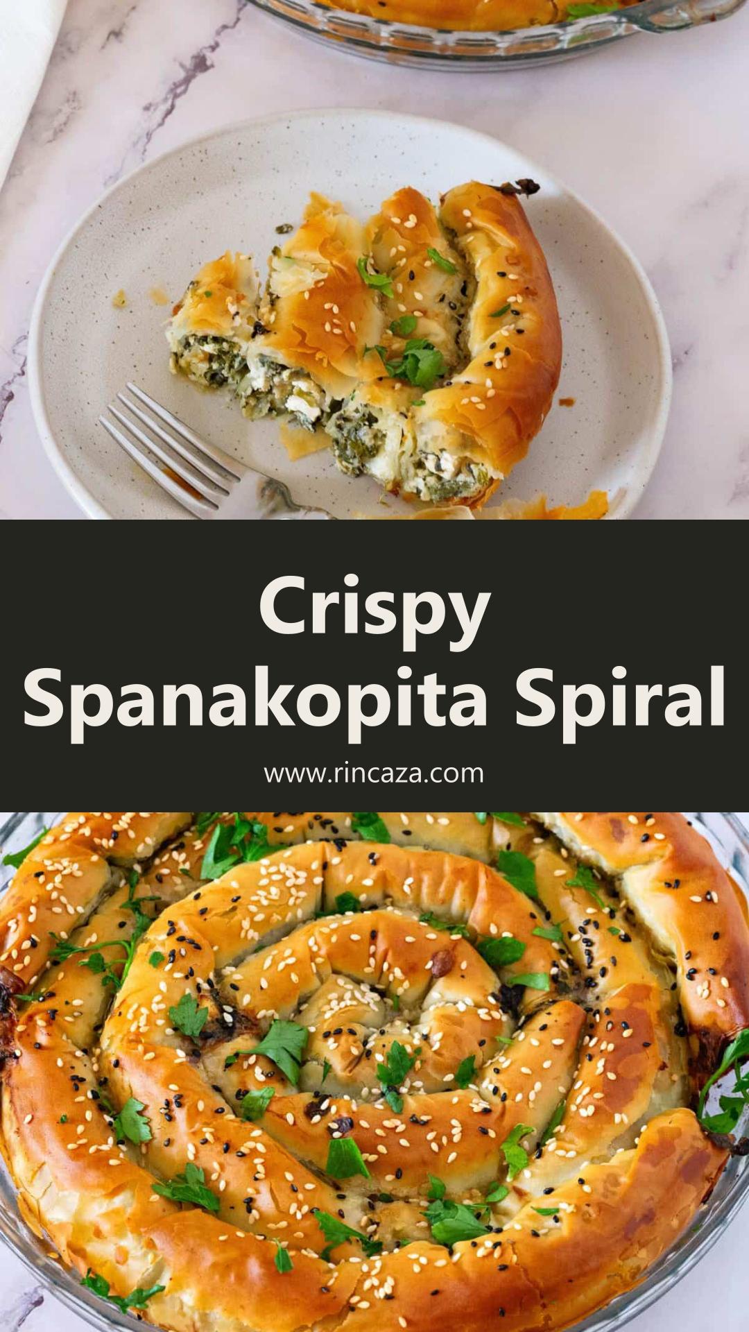 Flaky Spanakopita Spiral with Spinach, Feta, and Crisp Phyllo — pin 2