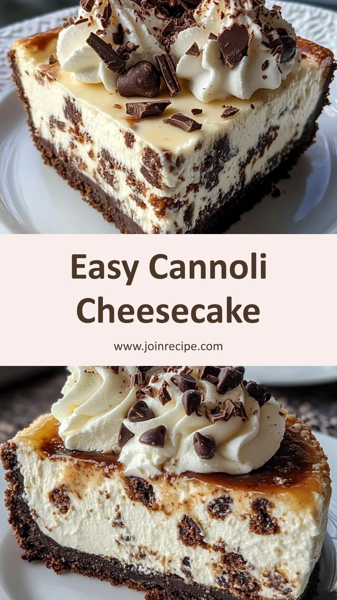 Easy Cannoli Cheesecake: Rich Creamy Dessert with Chocolate Cookie Crust — pin 3