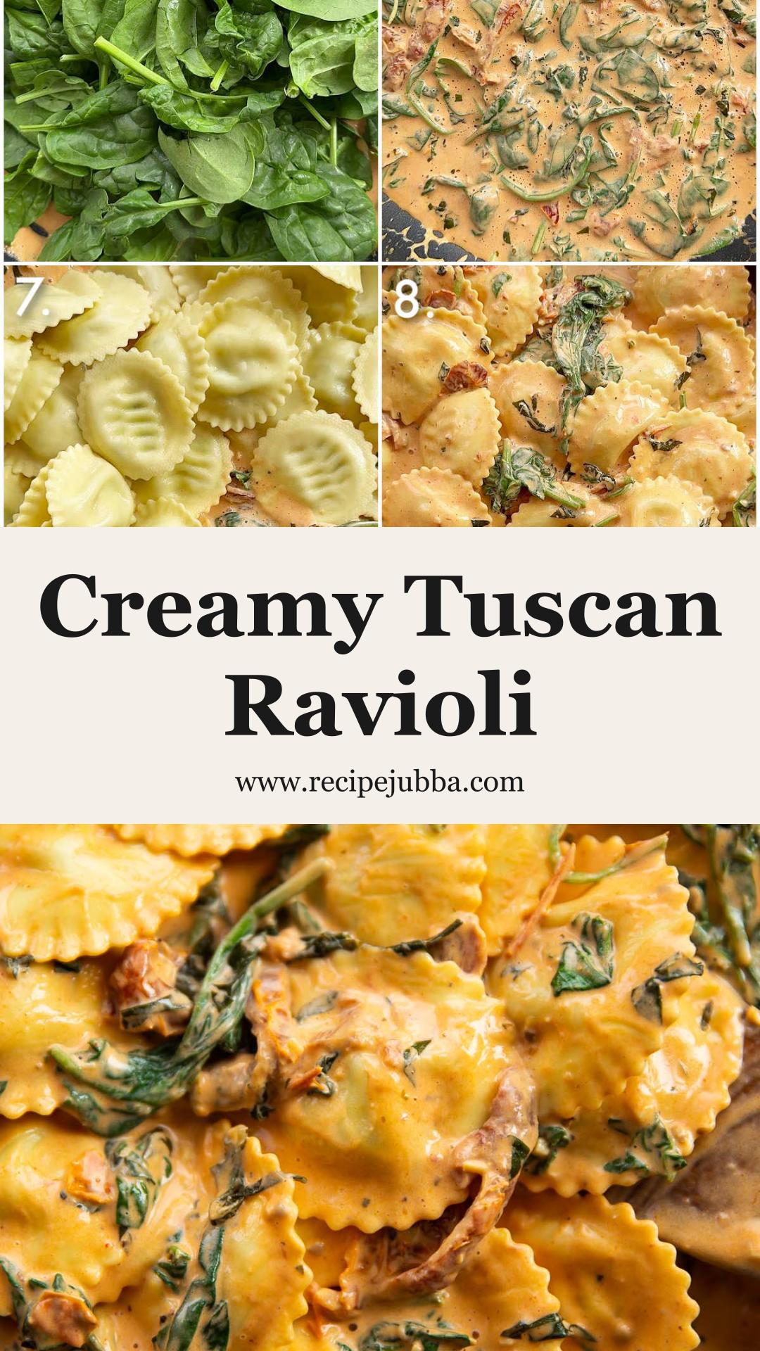 Creamy Tuscan Ravioli with Sun-Dried Tomatoes and Basil — pin 1