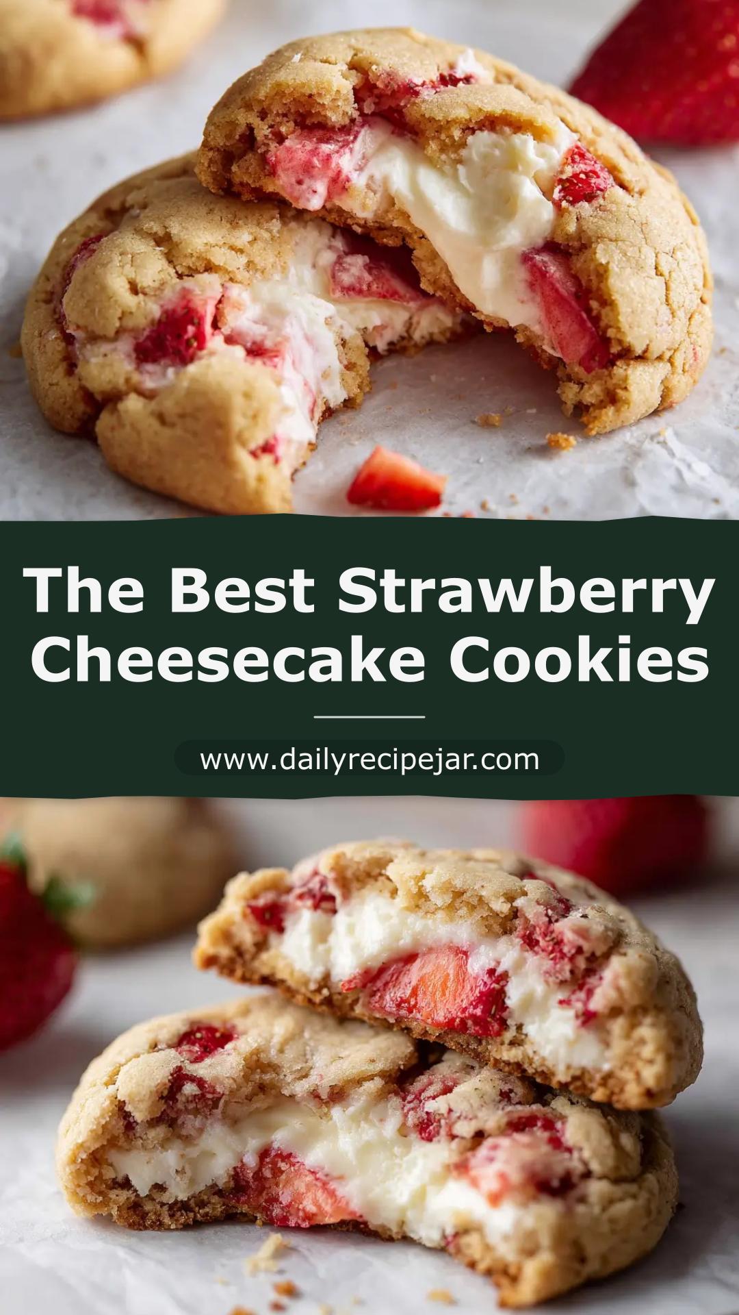 Strawberry Cheesecake Cookies with Fresh Strawberries — pin 1