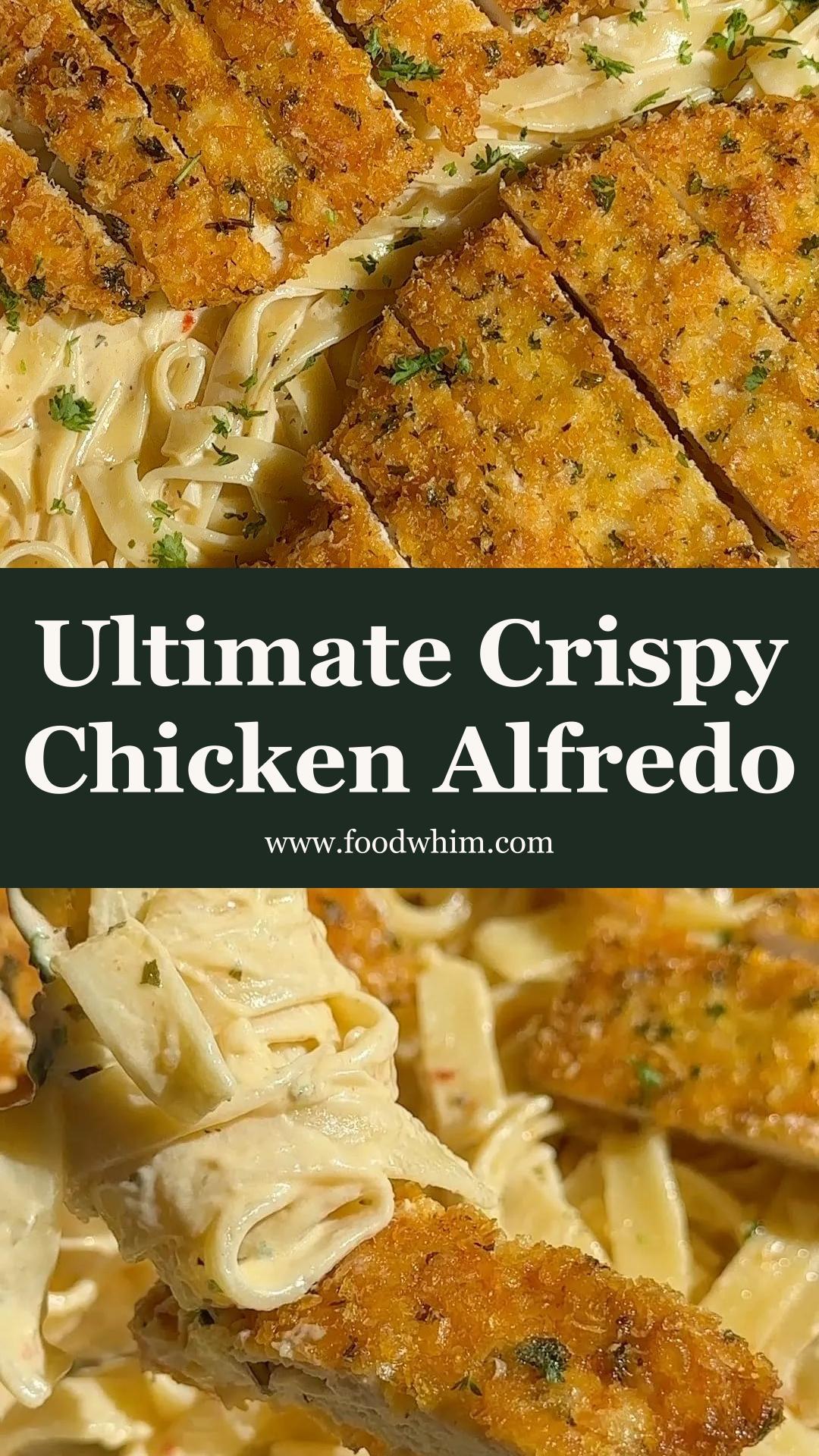 Chicken Alfredo Pasta with Parmesan-Crusted Chicken and Mascarpone Sauce — pin 1
