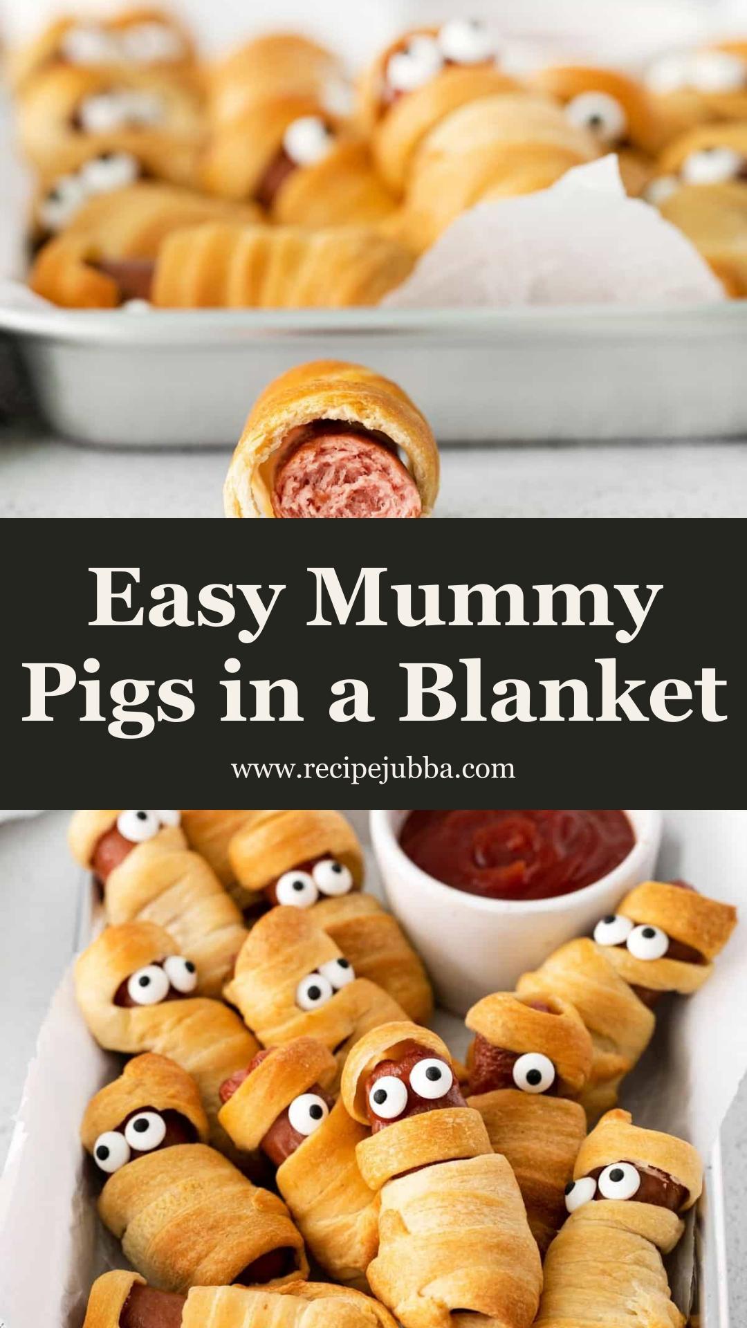 Mummy Pigs in a Blanket with Golden Crescent Roll Wraps — pin 4