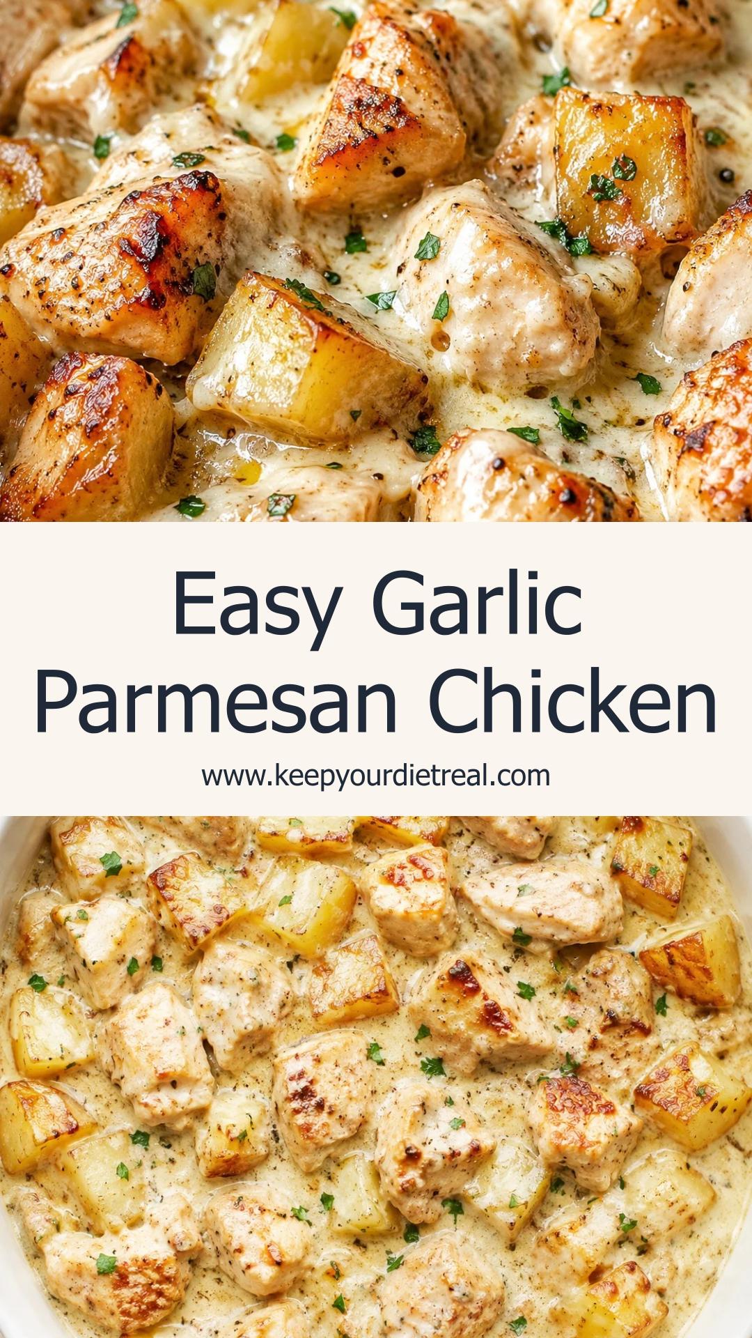 Garlic Parmesan Crockpot Chicken and Potatoes: Easy, Flavorful Weeknight Meal — pin 1