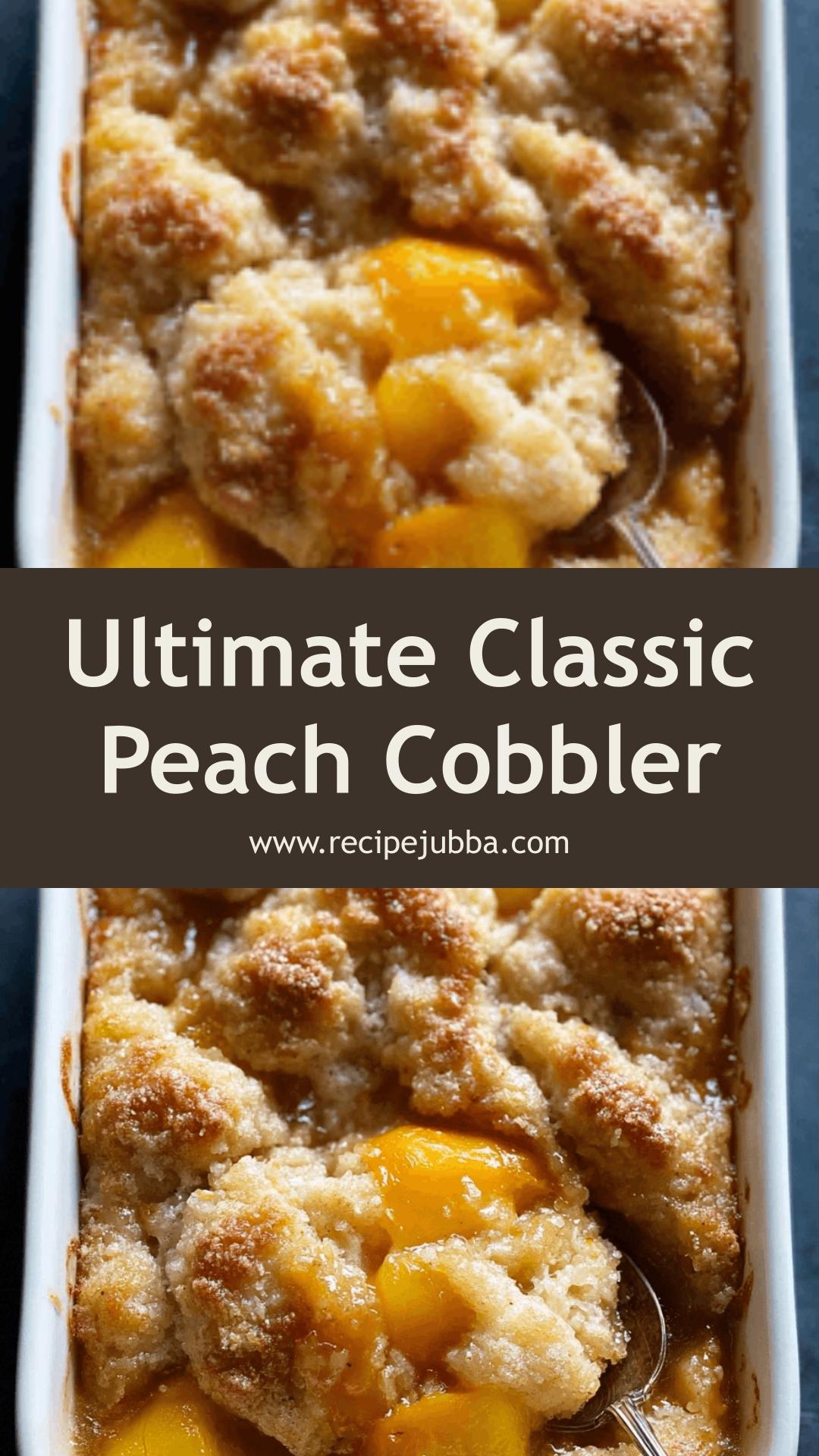 Classic Peach Cobbler: A Comforting Dessert with Buttery Crust and Sweet Peaches — pin 2