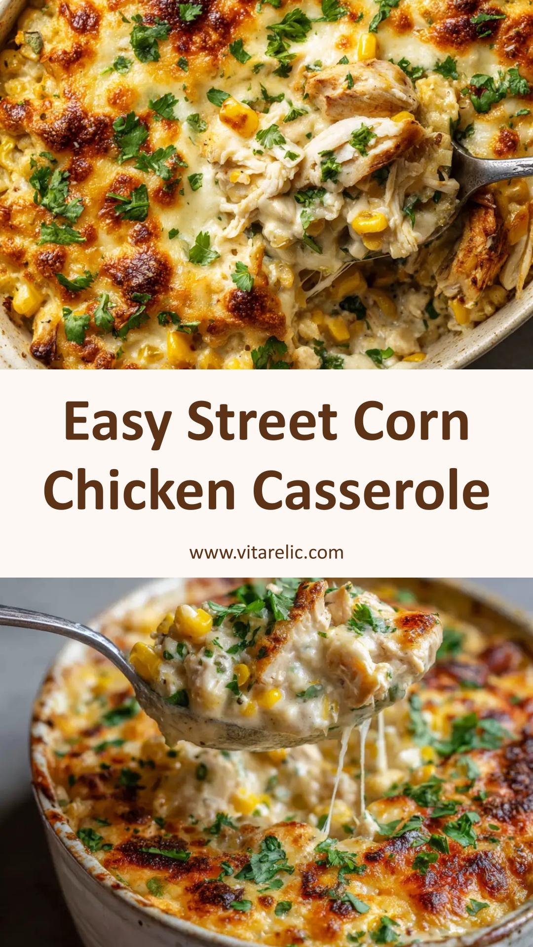 Street Corn Chicken Casserole with Cotija and Lime — pin 1