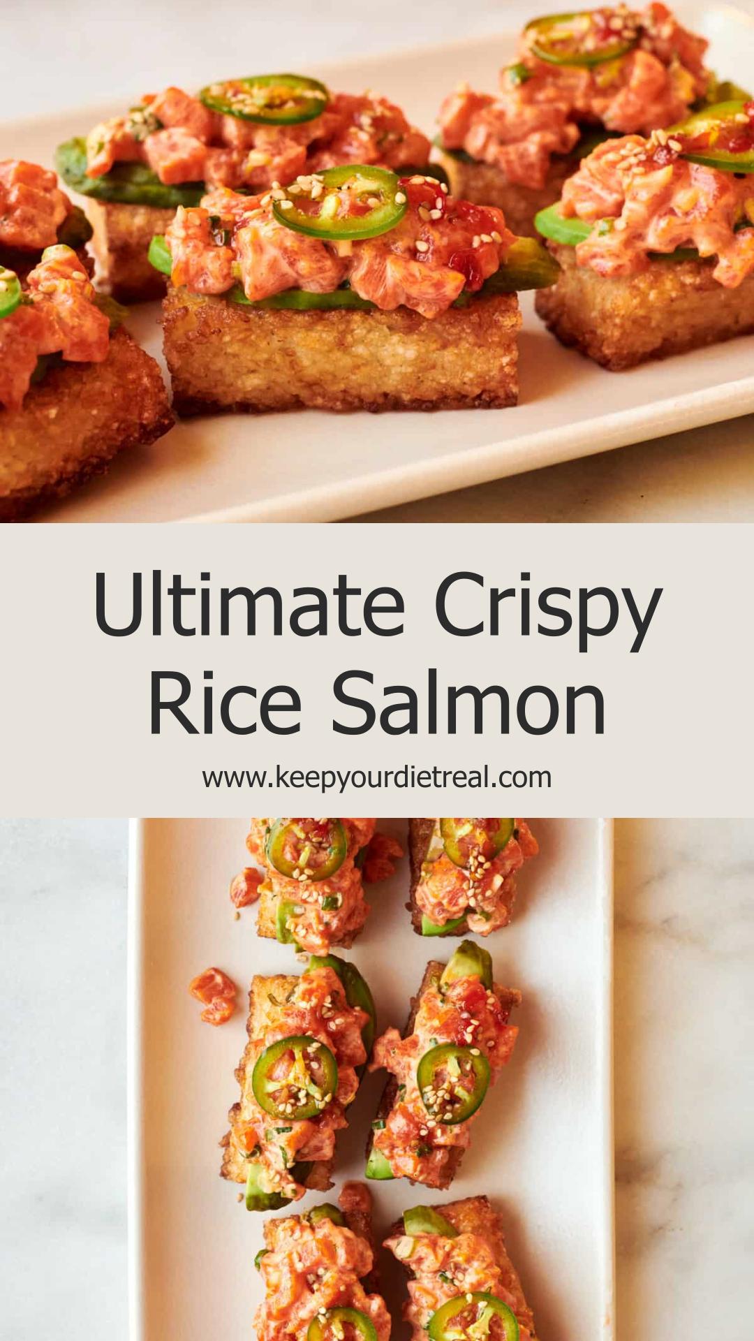 Crispy Rice with Spicy Salmon and Creamy Avocado — pin 1