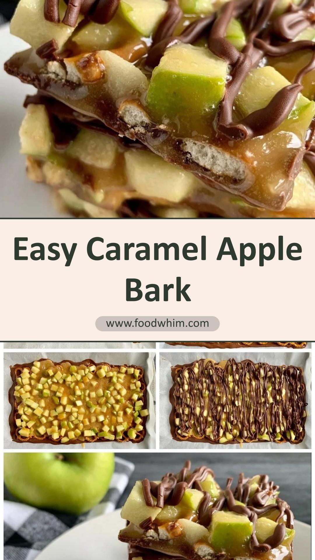 Caramel Apple Bark With Crisp Green Apple and Salty Pretzels — pin 1
