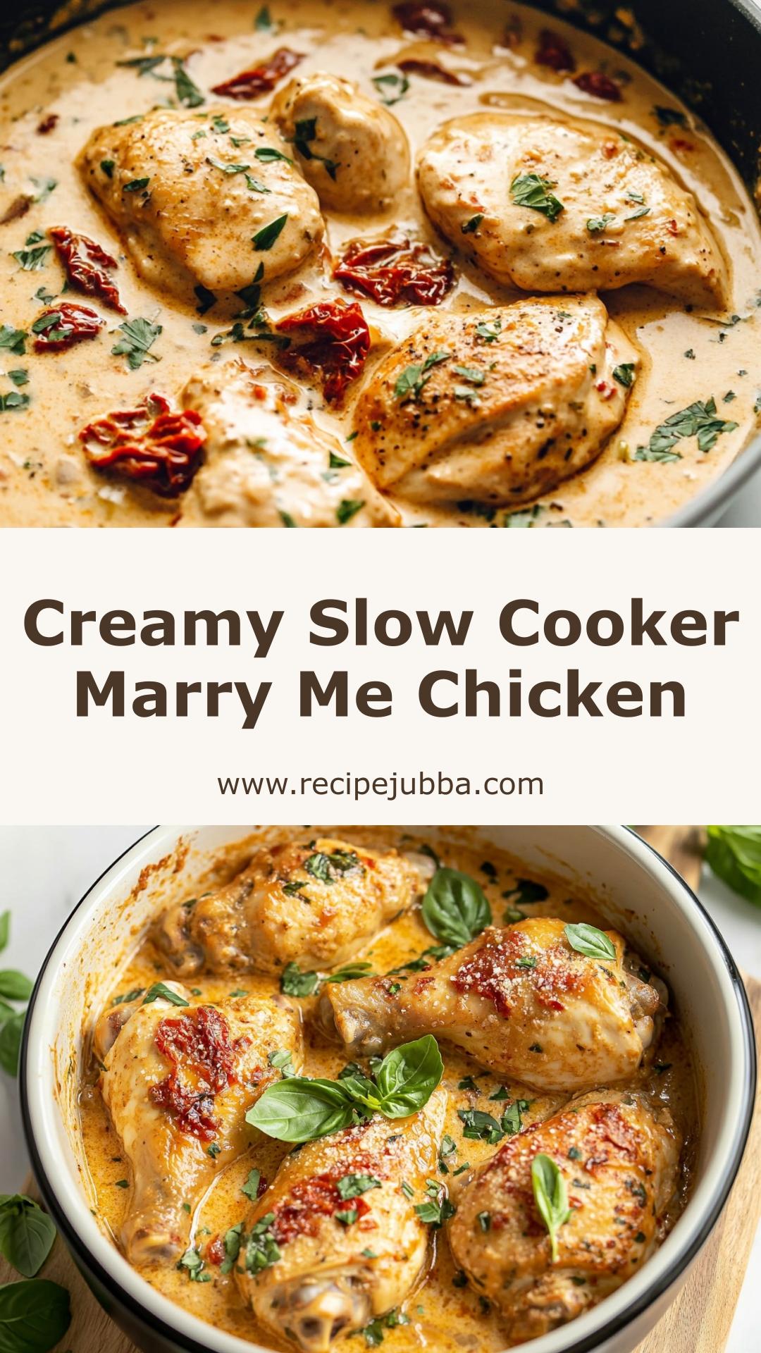 Crockpot Marry Me Chicken with Garlic-Parmesan Sauce and Sun-Dried Tomatoes — pin 2