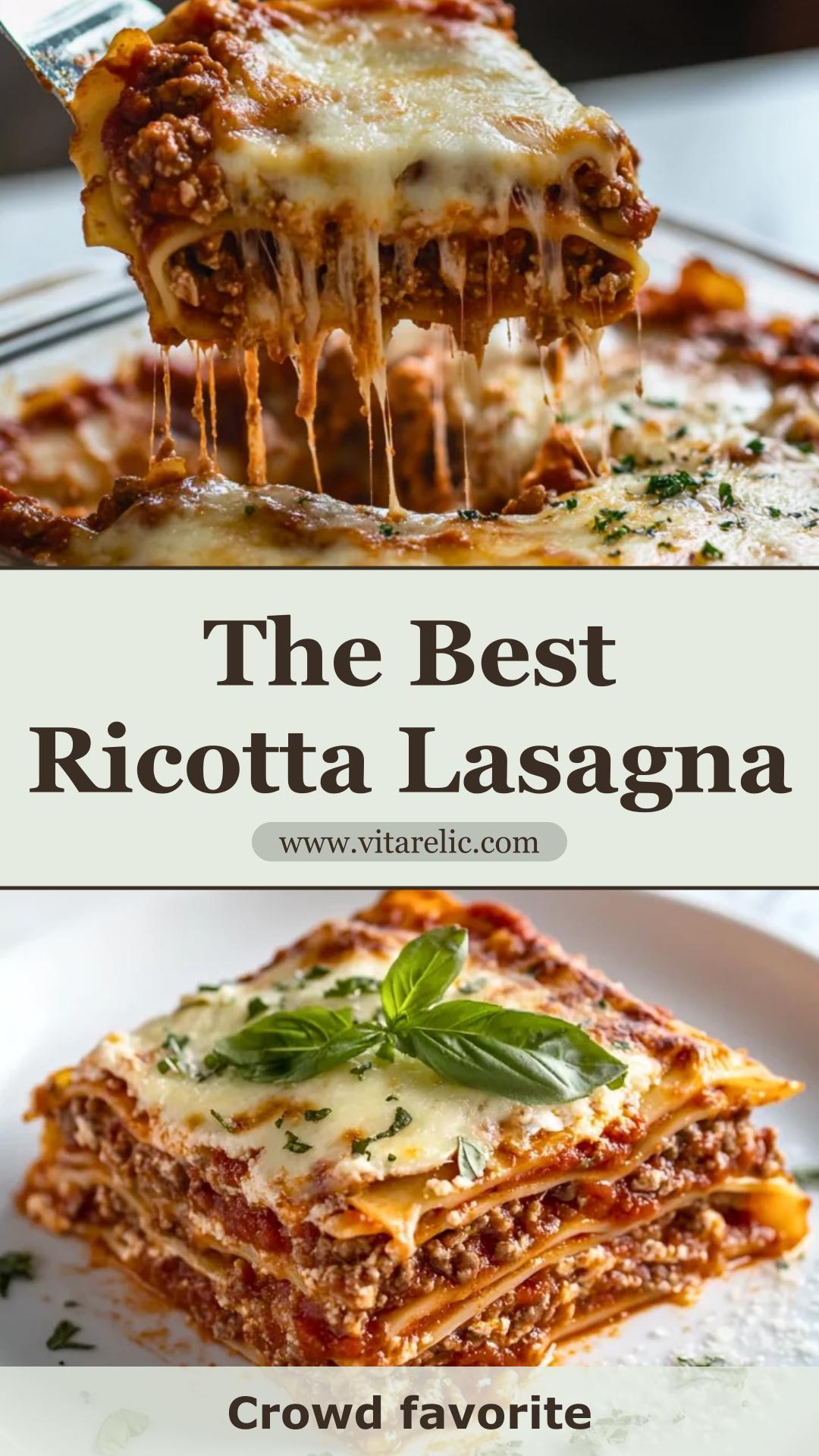 Classic Ricotta Lasagna with Rich Marinara and Gooey Mozzarella — pin 3