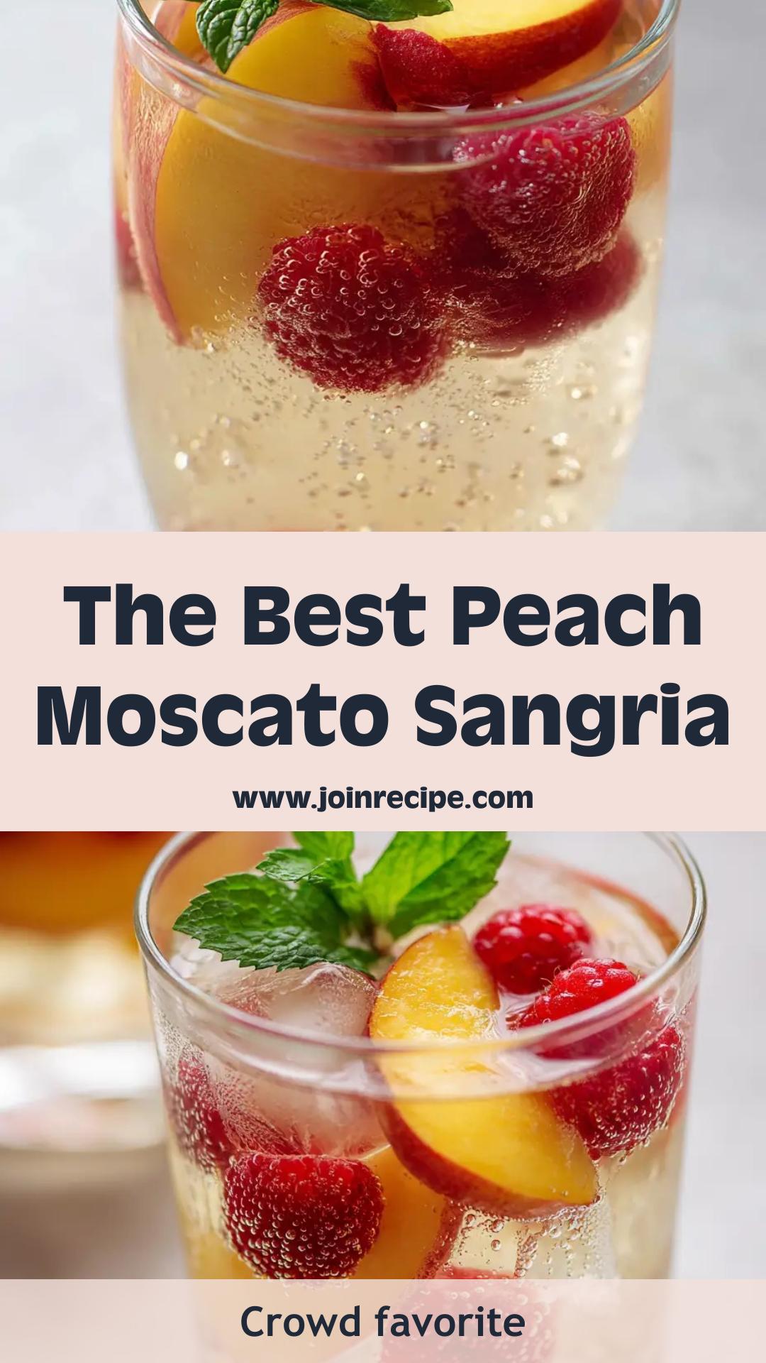 Peach Moscato Sangria with Raspberries and Mint — pin 1