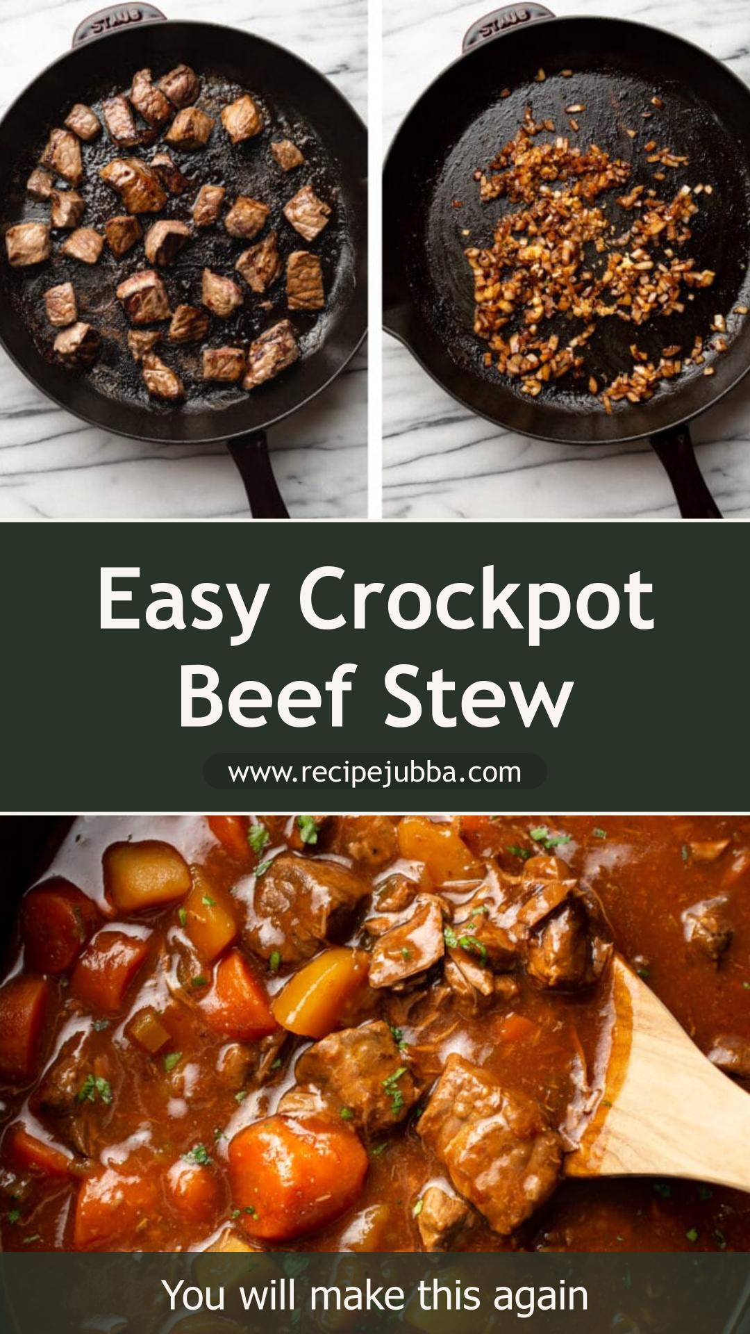 Crockpot Beef Stew with Tender Beef and Chunky Yukon Gold Potatoes — pin 1