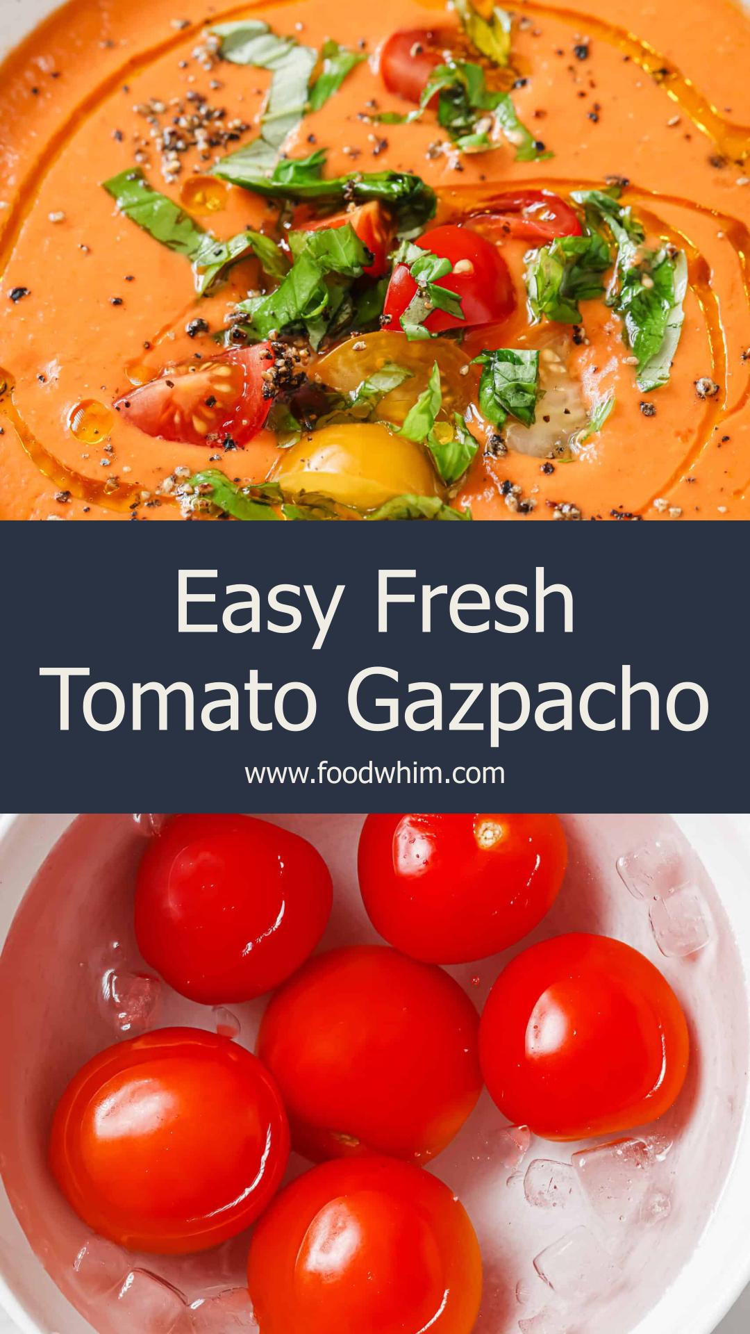 Fresh Tomato Gazpacho with Cucumber and Basil — pin 1