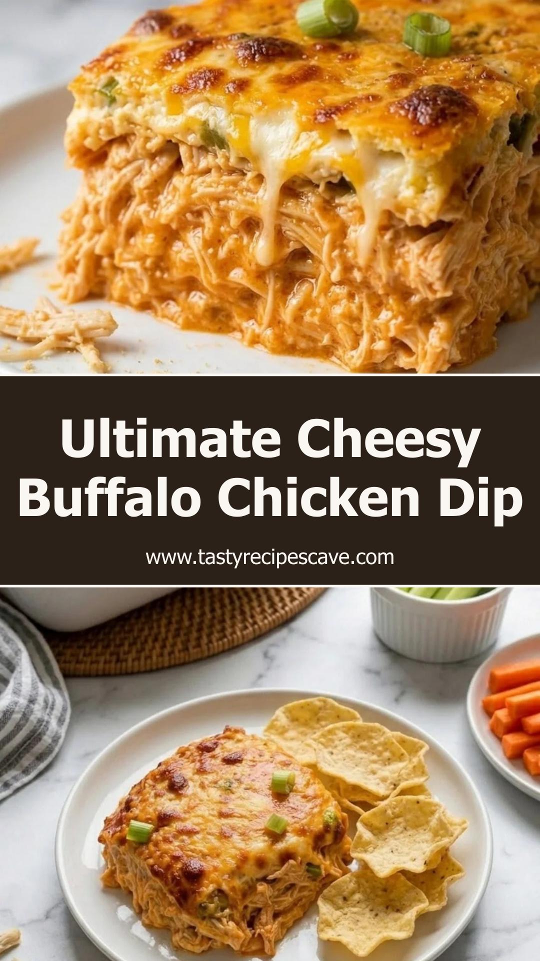 Cheesy Buffalo Chicken Dip with Rotisserie Chicken and Bubbly Cheese — pin 4