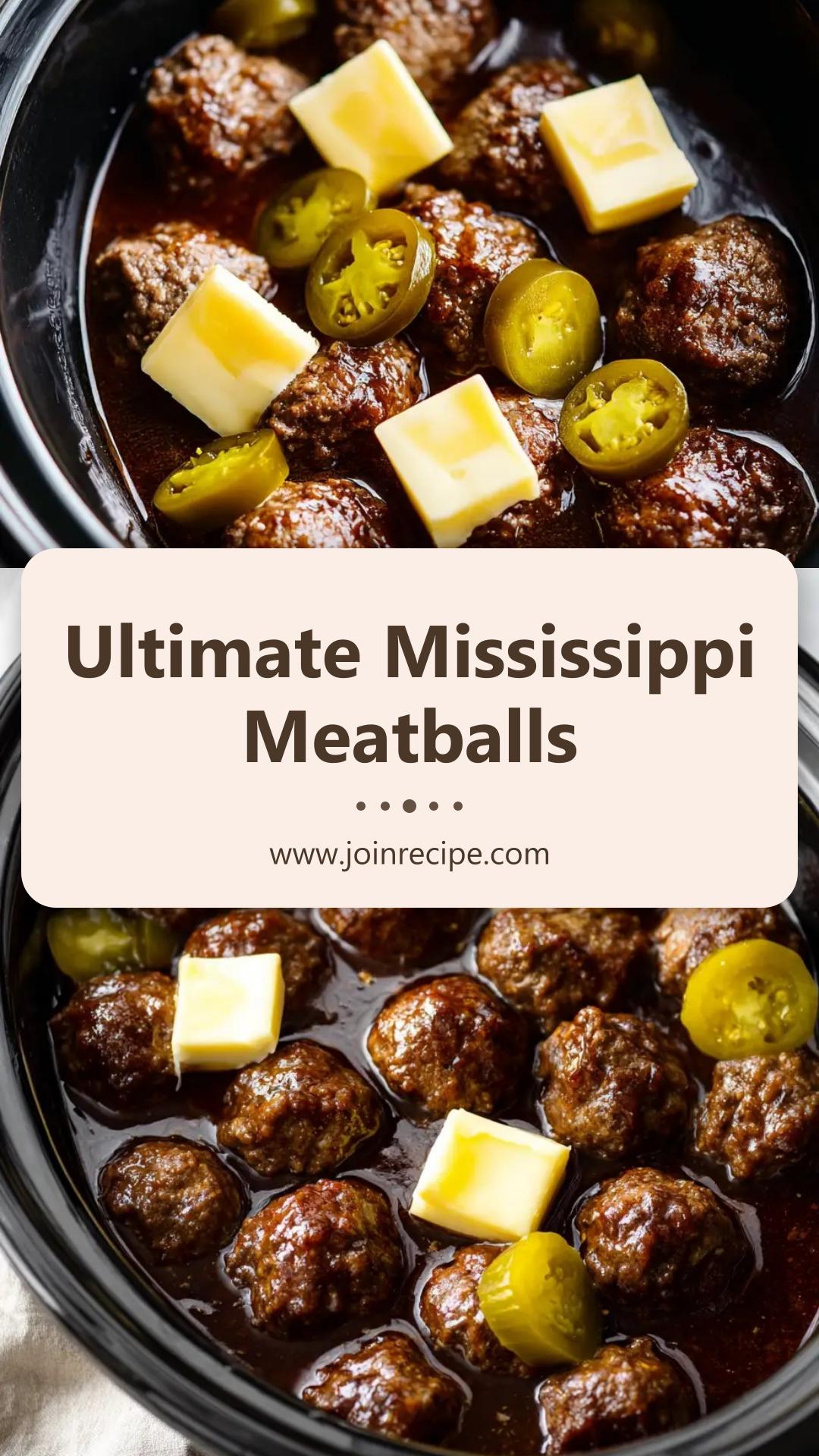 Mississippi Meatballs with Pepperoncini Au Jus Gravy — pin 2