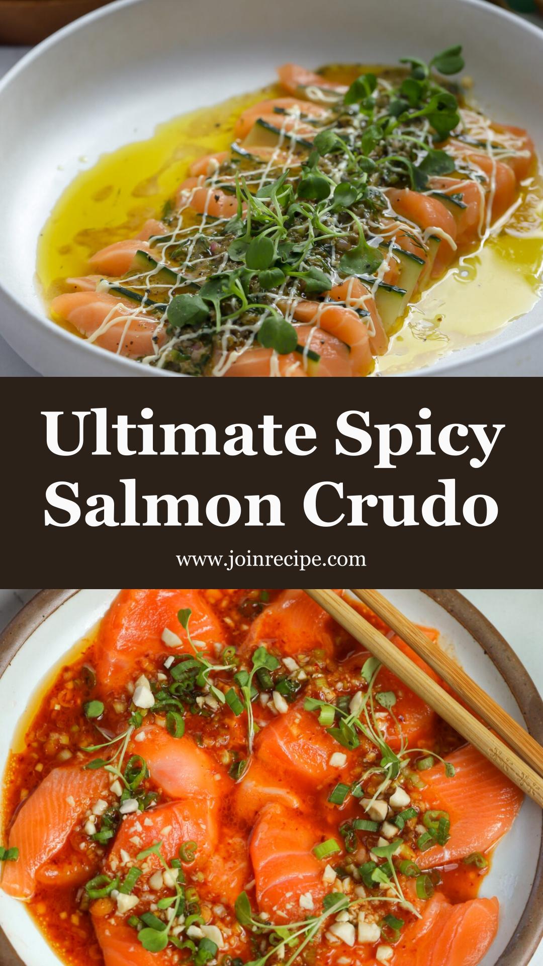 Spicy Salmon Crudo with Crispy Carrots and Citrus Tamari Sauce — pin 1