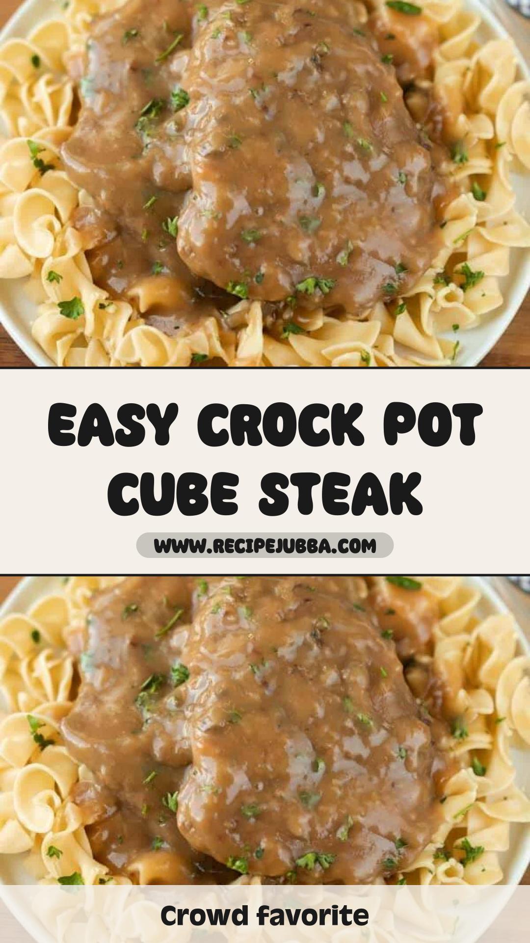 Crock Pot Cube Steak with Fork-Tender Beef and Mushroom Gravy — pin 2
