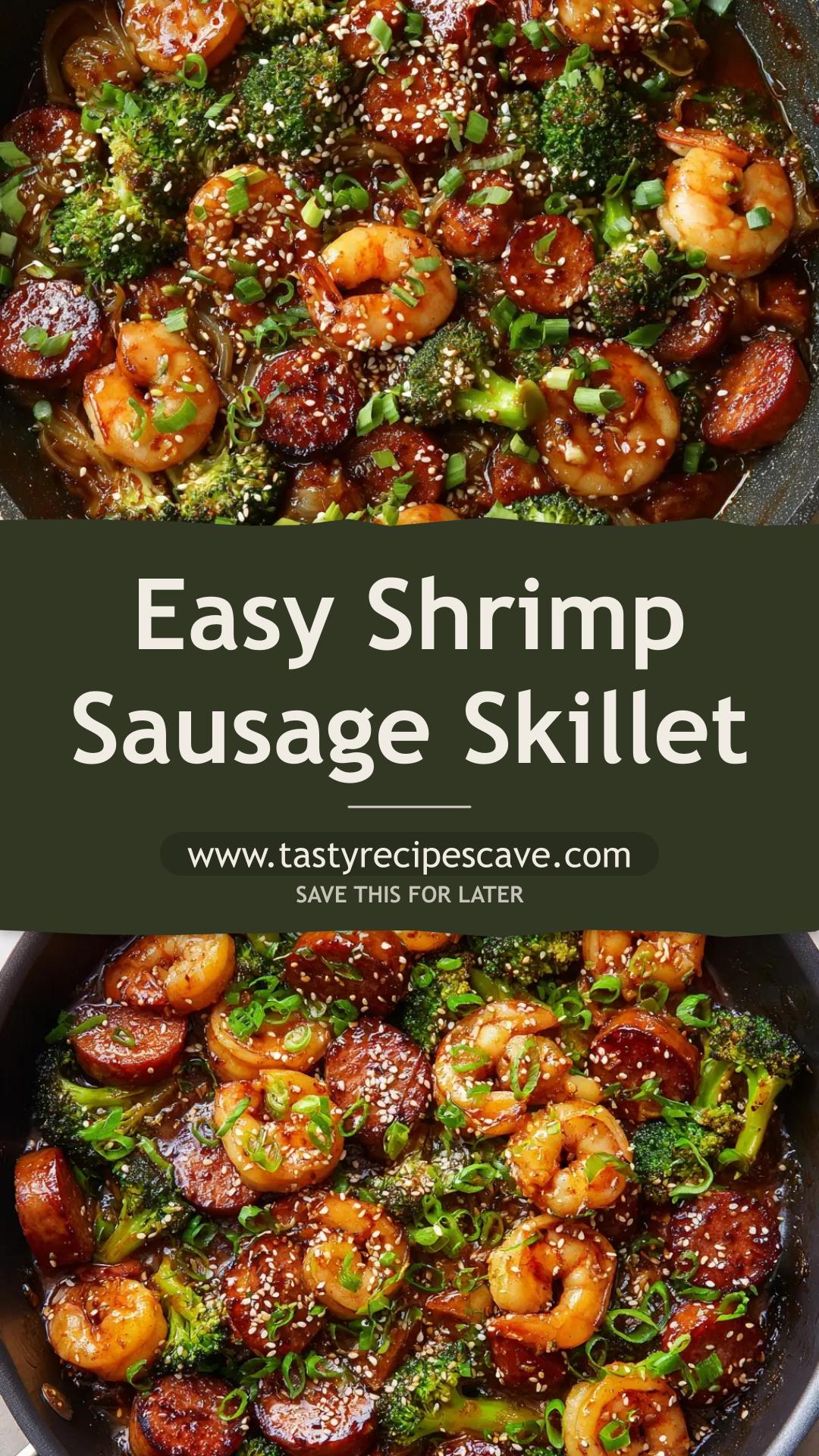 Honey Garlic Shrimp and Sausage Skillet with Broccoli — pin 1