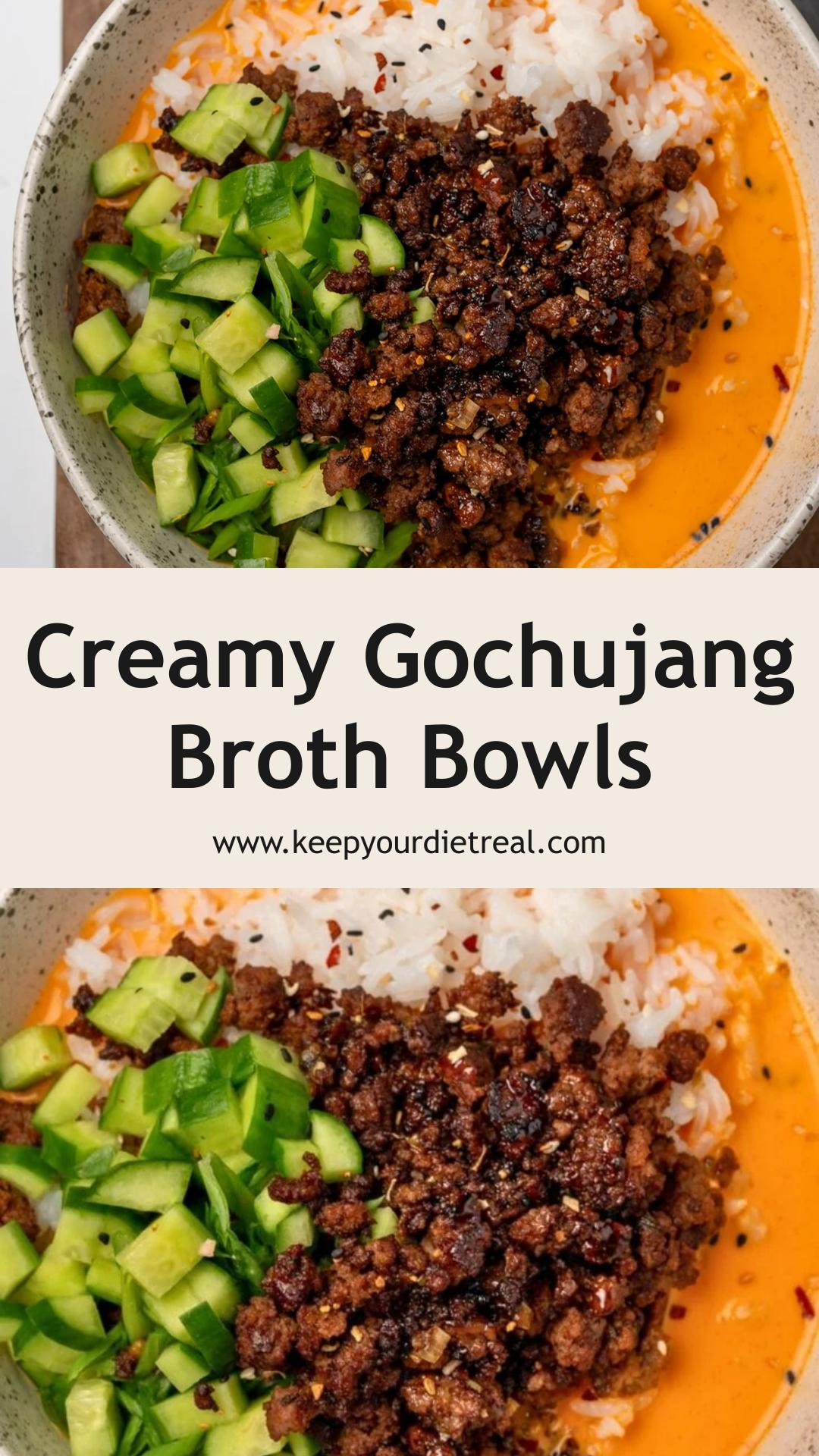 Creamy Gochujang Broth Bowls with Crispy Sesame Beef — pin 4