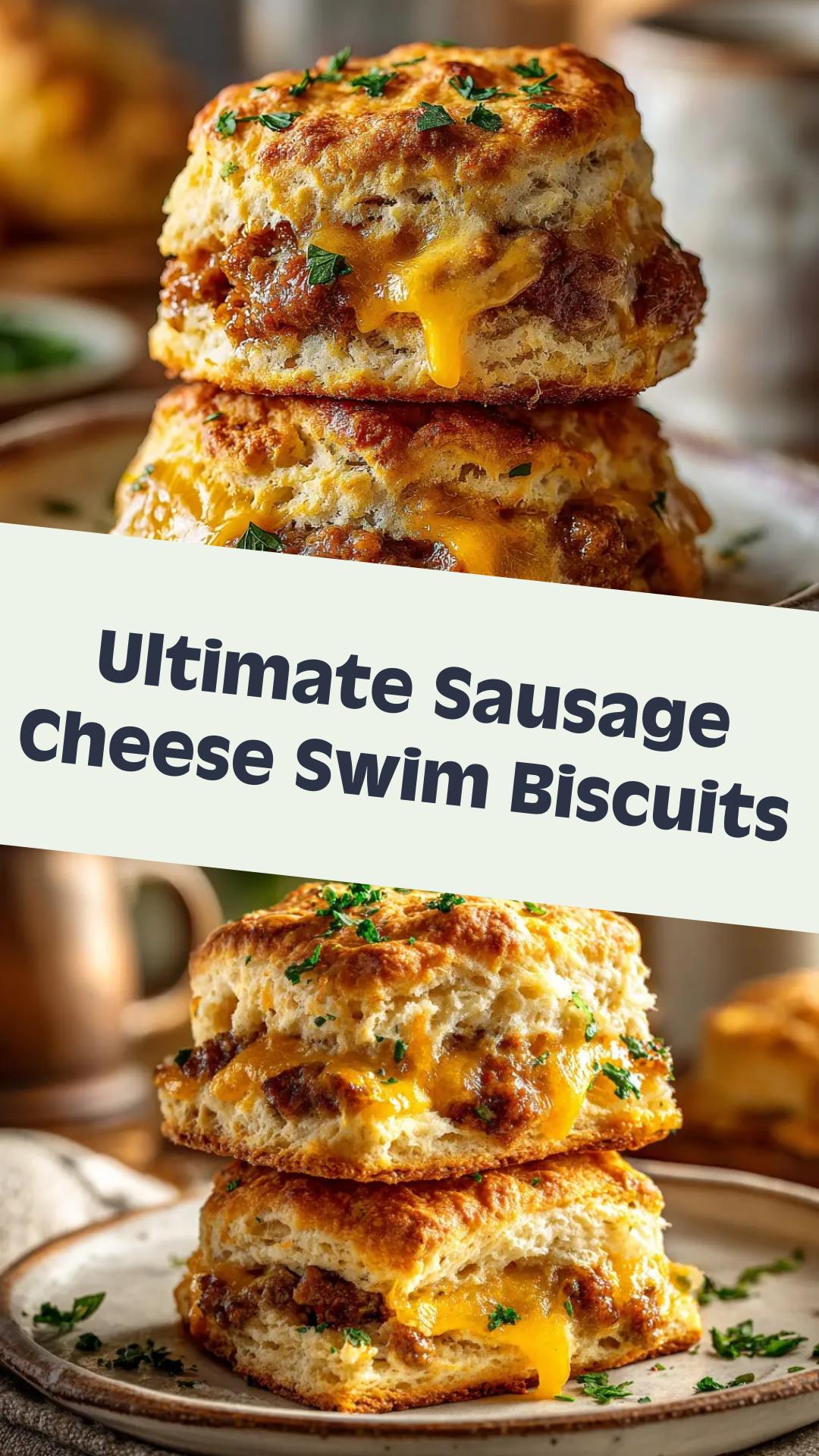 Sausage Cheese Butter Swim Biscuits with Sharp Cheddar — pin 1