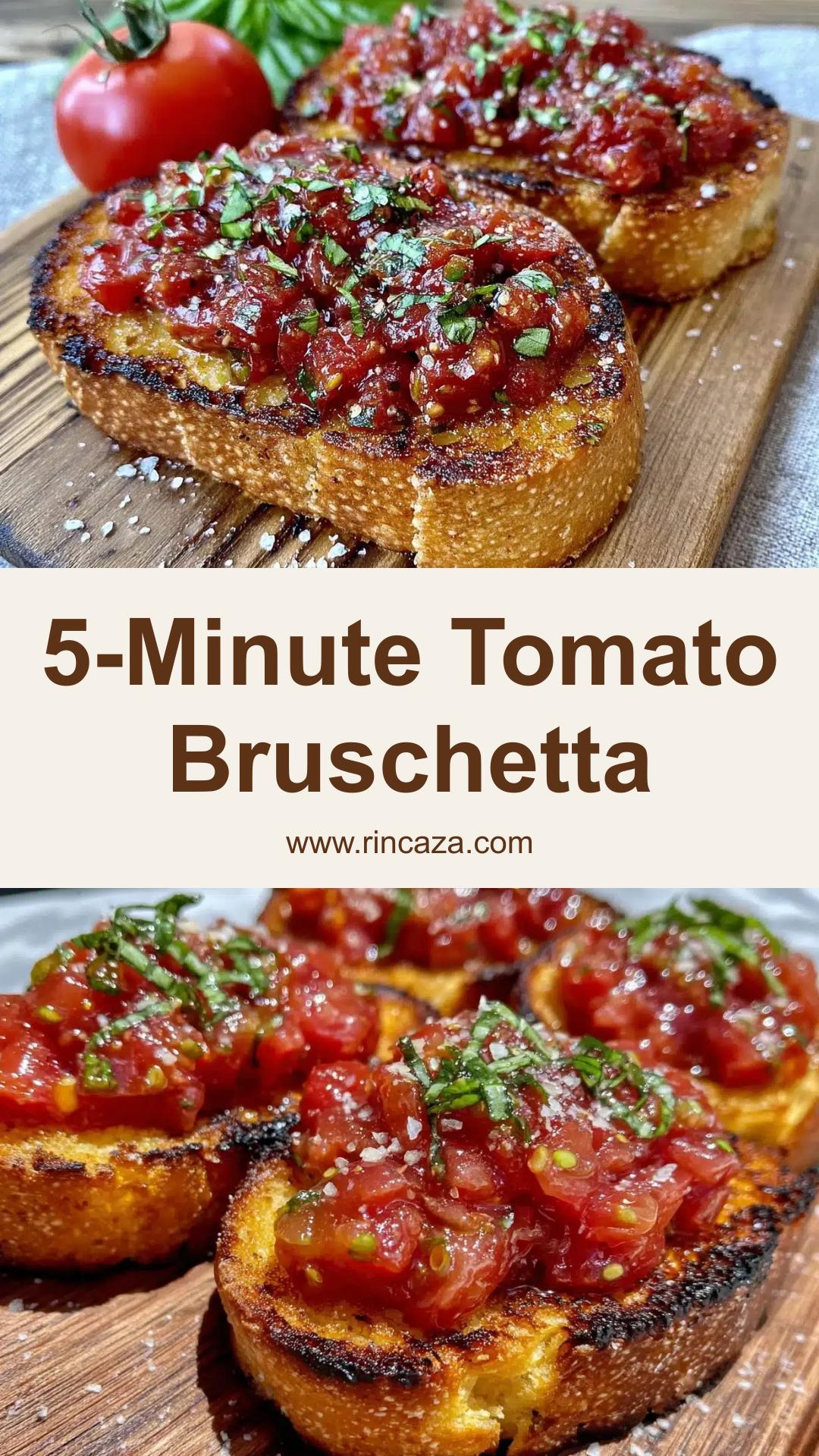 Easy 5-Minute Fresh Tomato Bruschetta with Crunchy Garlic Crostini — pin 1