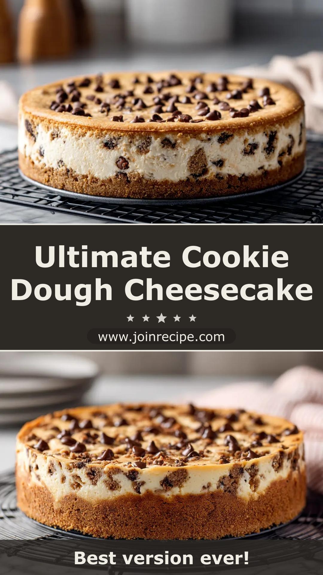 Chocolate Chip Cookie Dough Cheesecake with Eggless Cookie Dough — pin 1