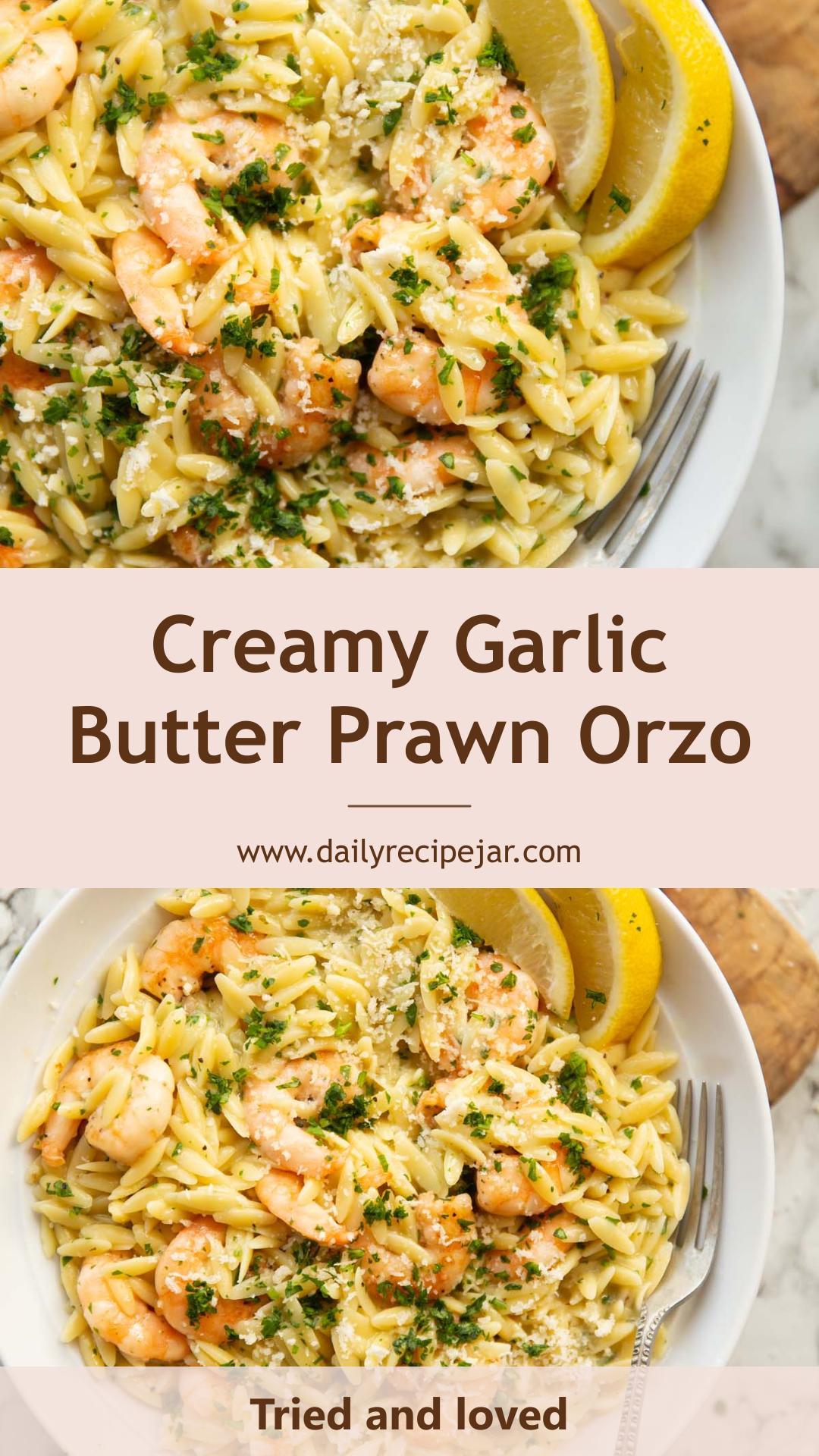Garlic Butter Prawn Orzo with Parmesan and Lemon — pin 3