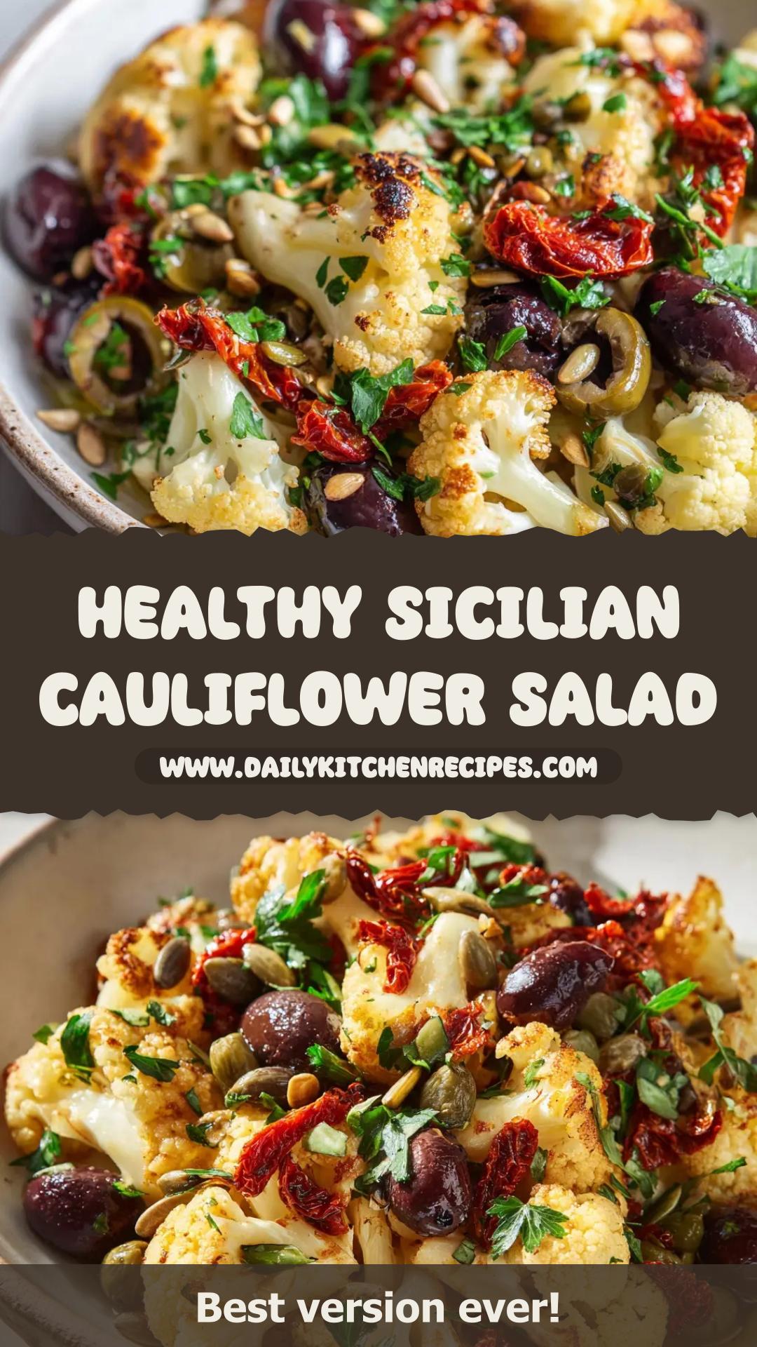Roasted Sicilian Cauliflower Salad with Olives and Sun-Dried Tomatoes — pin 2