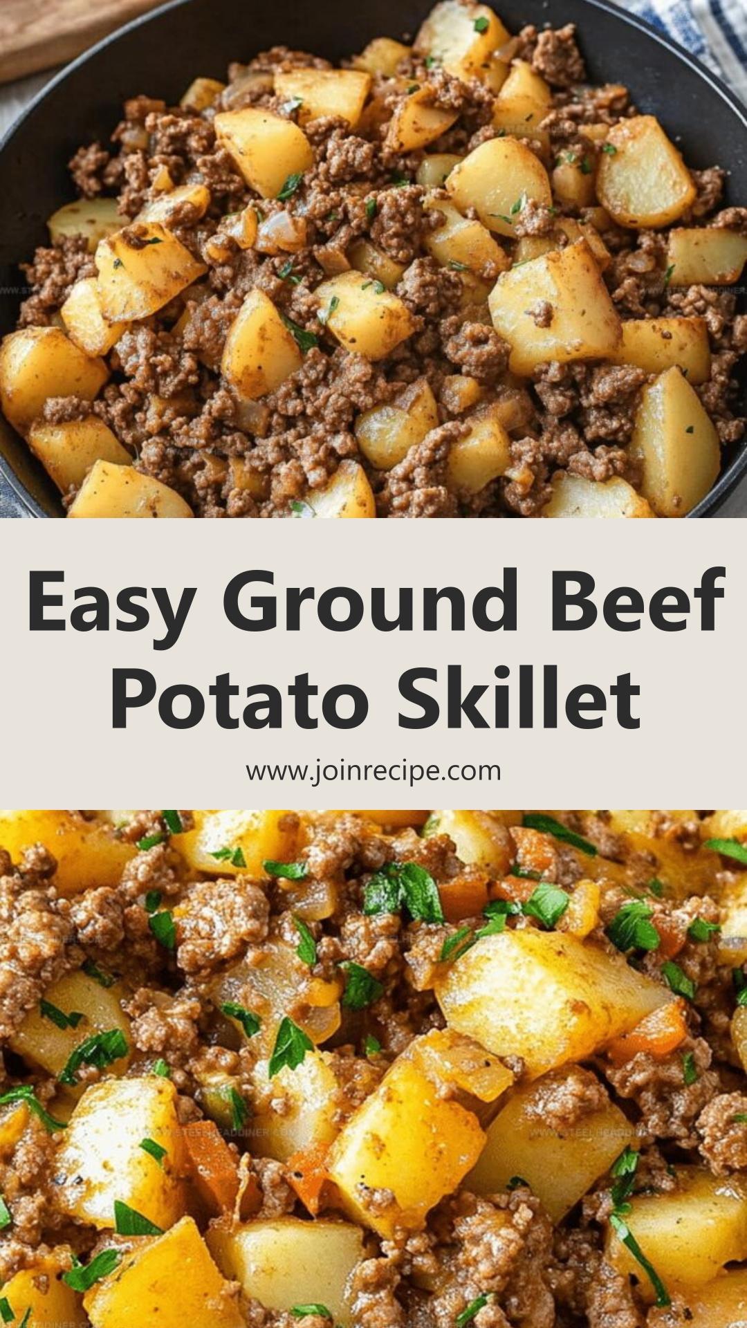 Ground Beef and Potatoes Skillet with Golden Potatoes and Shredded Cheese — pin 3