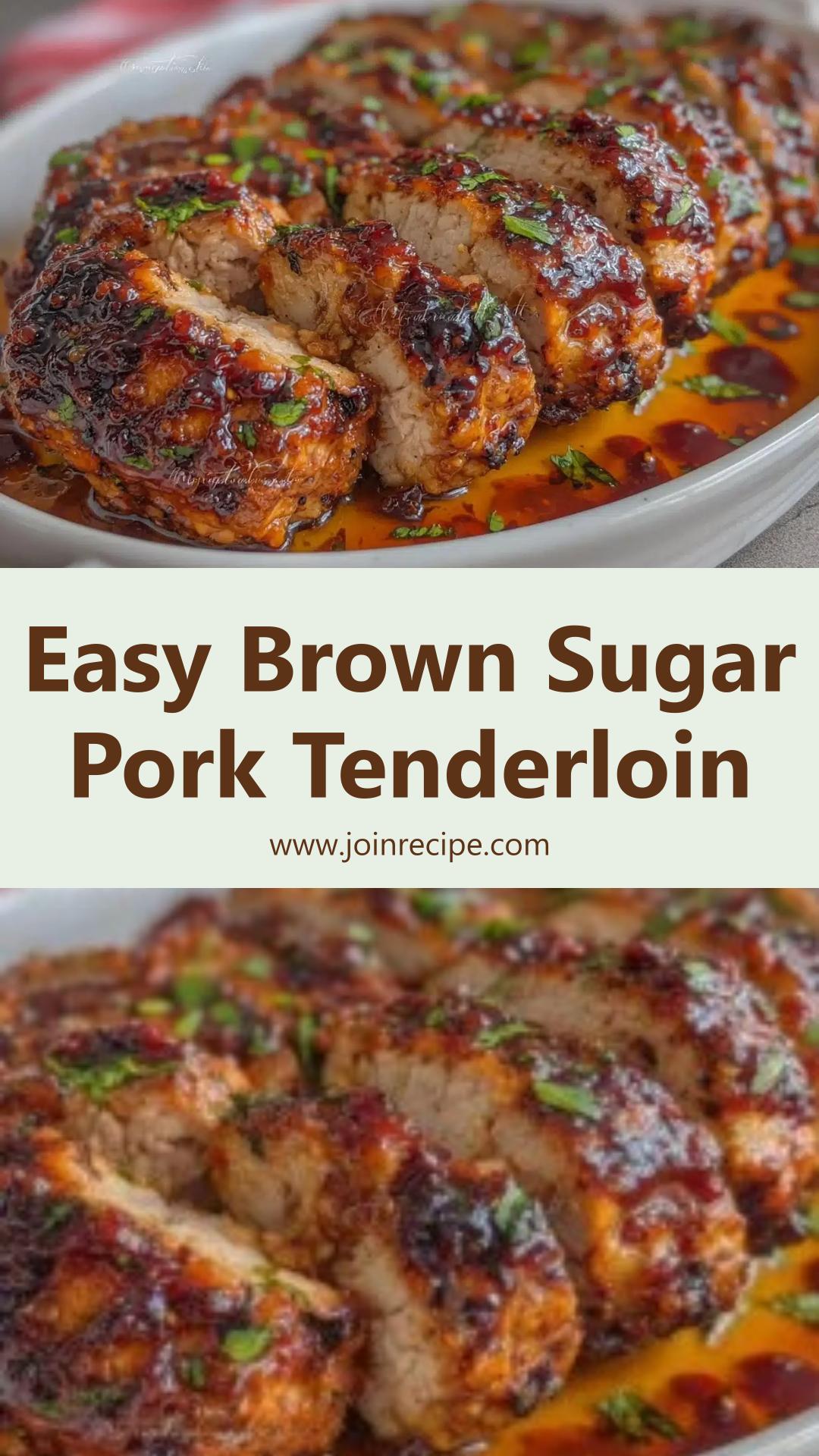 Crockpot Brown Sugar Pork Tenderloin: Easy 3-Ingredient Slow Cooker Dinner — pin 1